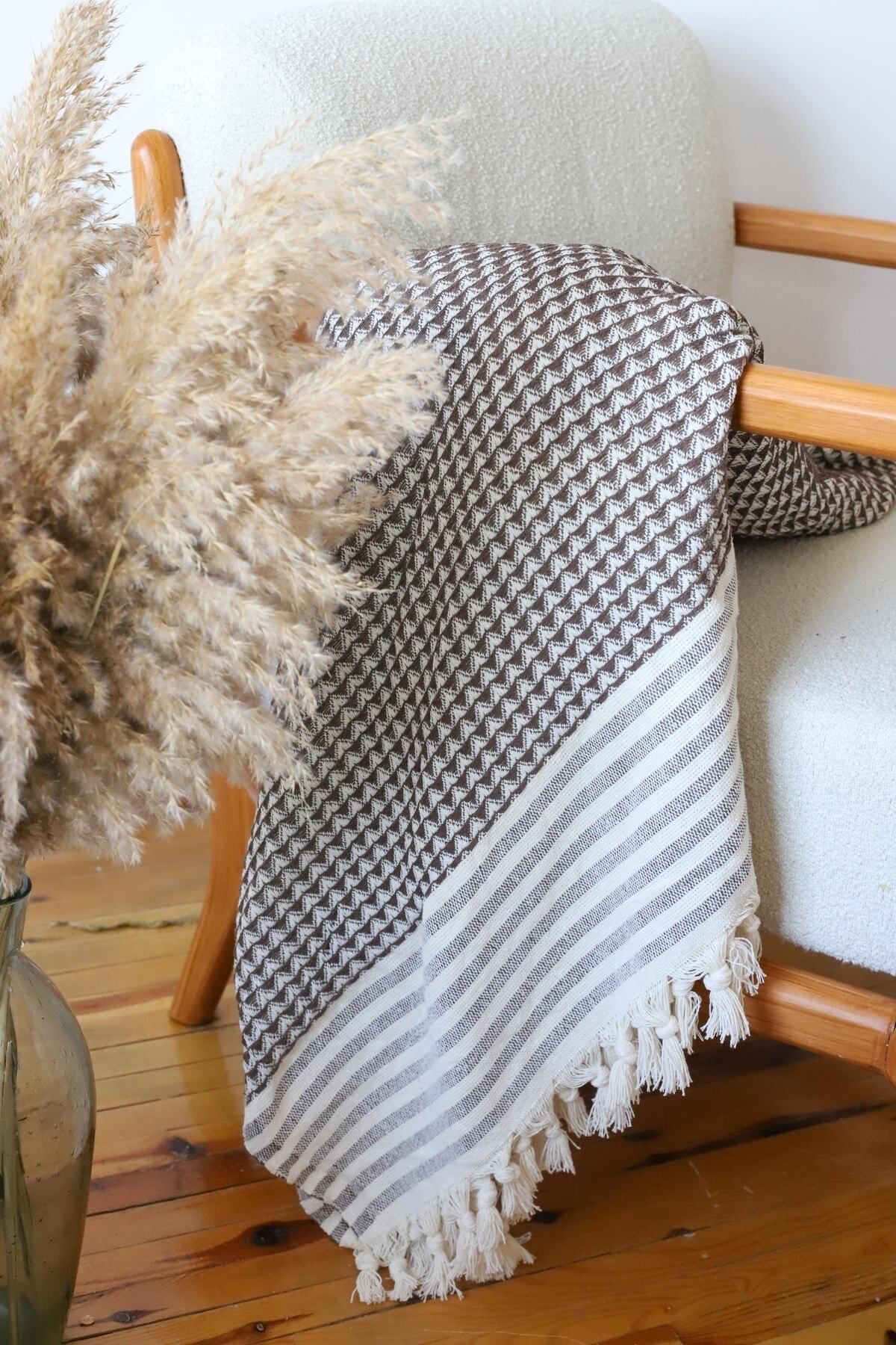 روکش مبل چند رنگ پوشش صندلی نوا 210 180 سانتی متر الگوی Pramit قهوه ای  Koza Mix towel