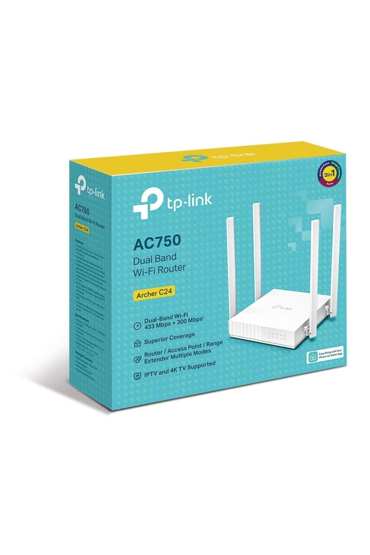 TP-LINK Ontech - Archer C24 Ac750 Kablosuz Dual Band Router