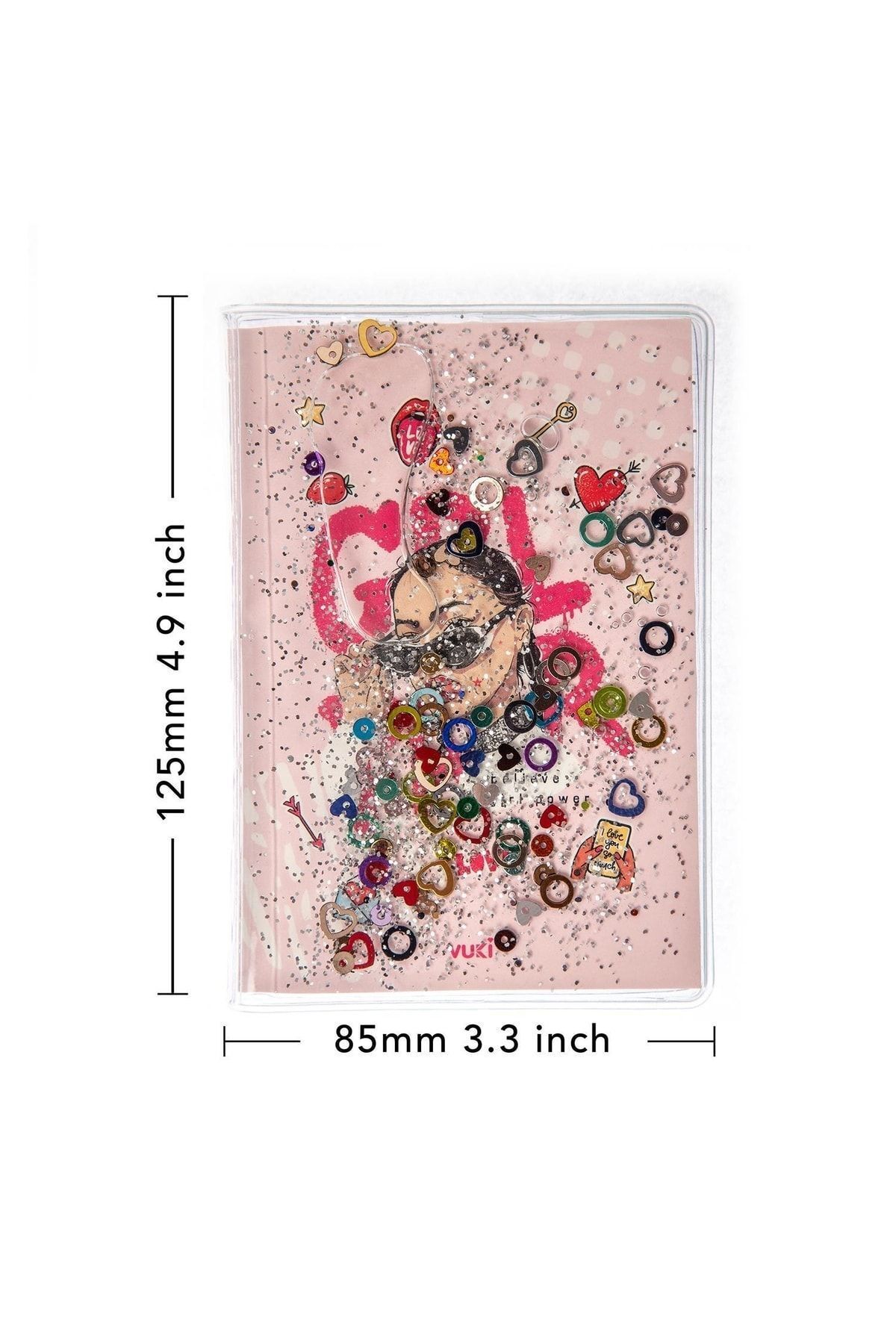 VUKİ-Glittery and Watery Covered Patterned Mini Notebook with Colorful Pages 2
