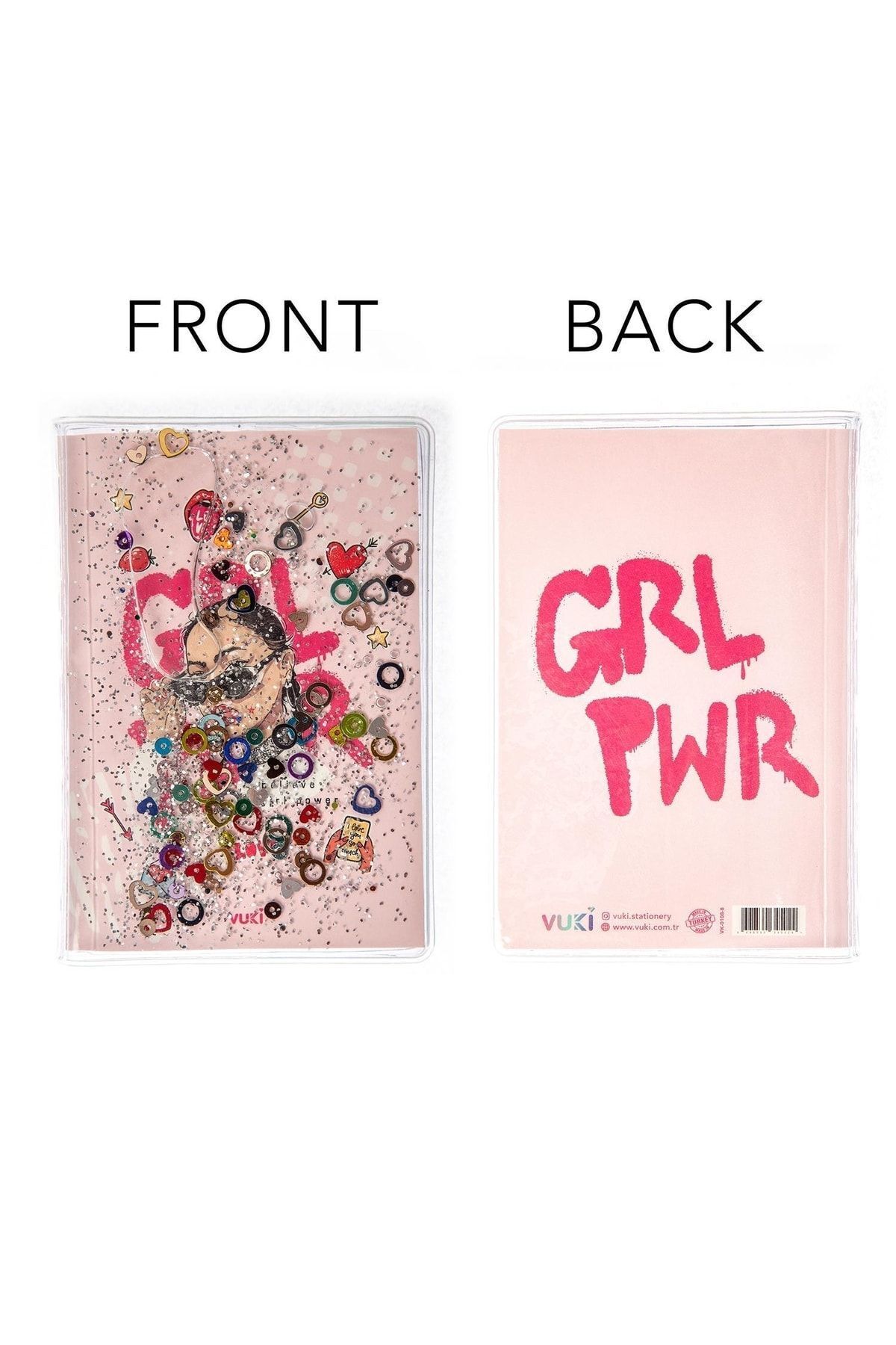 VUKİ-Glittery and Watery Covered Patterned Mini Notebook with Colorful Pages 6