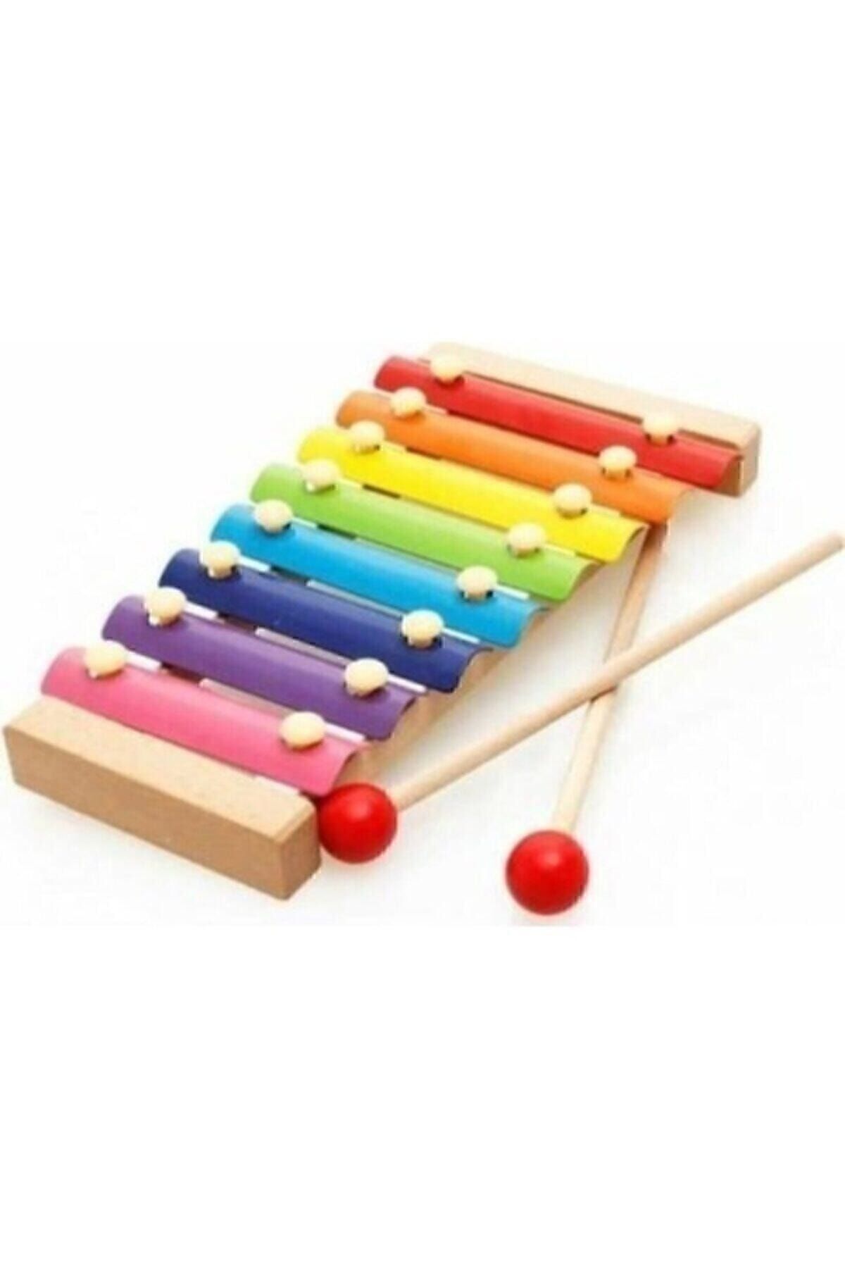 Wooden Toys Ahşap Ksilofon 8 Nota 8 Ton 25 Cm 8 Tuşlu Sesli Selefon Oyuncak