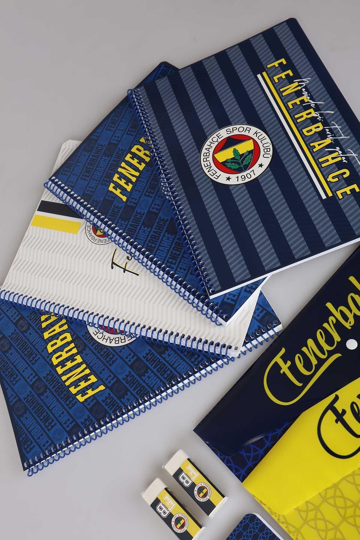 Fenerbahçe-Licensed A4 Notebook - 2 Plaids, 2 Lines, 2 Snap Files, 2 Erasers, Notepads 7