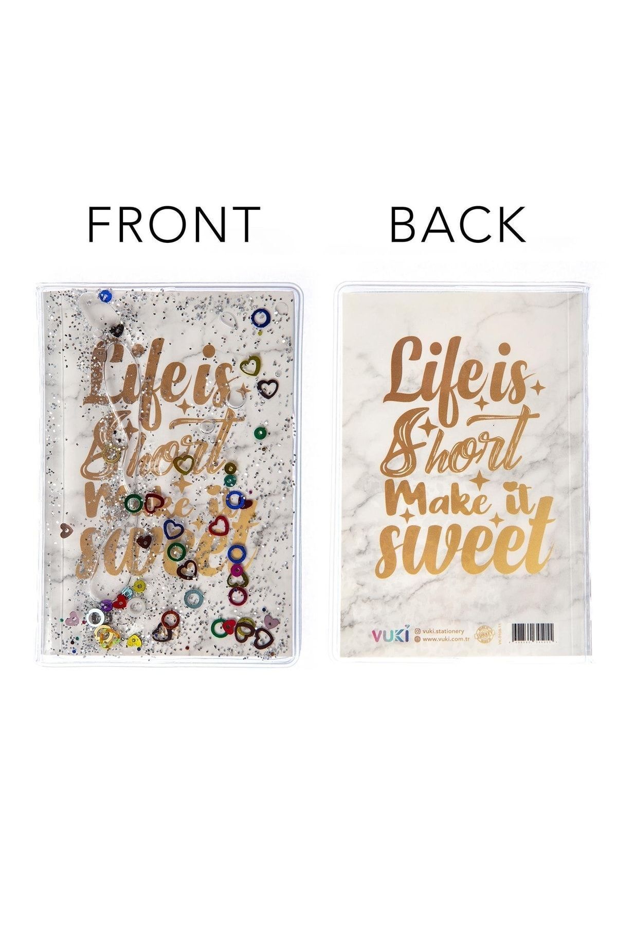 VUKİ-Glittery and Watery Covered Patterned Mini Notebook with Colorful Pages 6