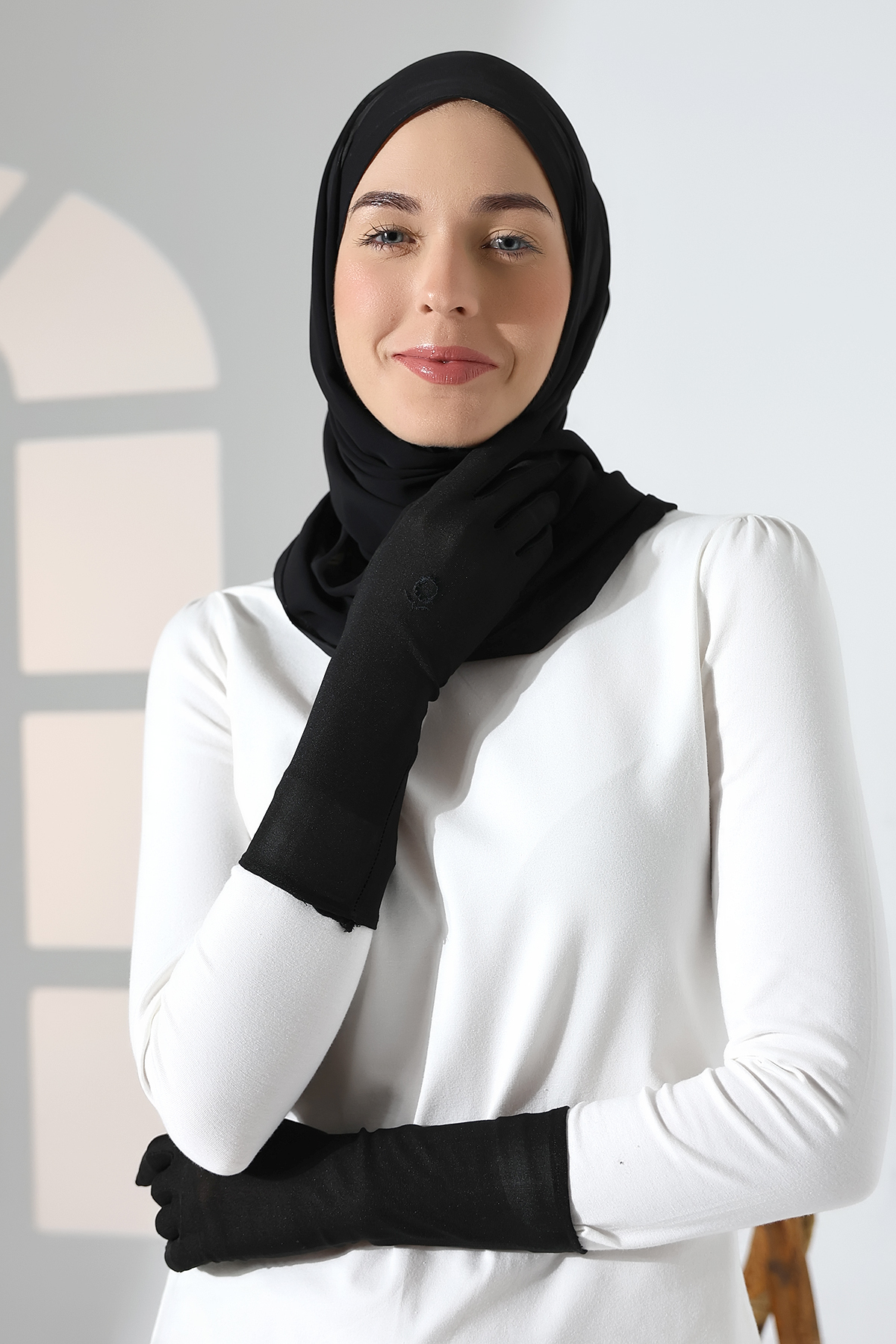 ihvan online  İşlemeli Kadın Tesettür Eldiven Siyah - Görsel 3