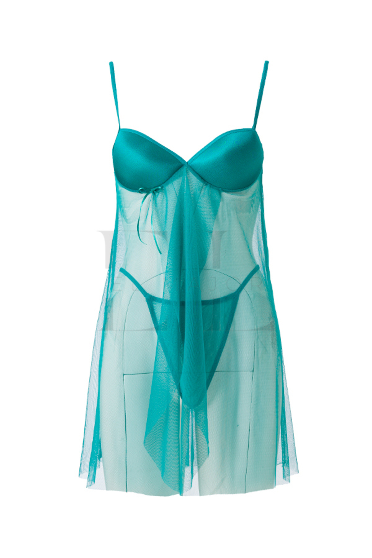 El Major Yeşil Kısa Tül Gecelik