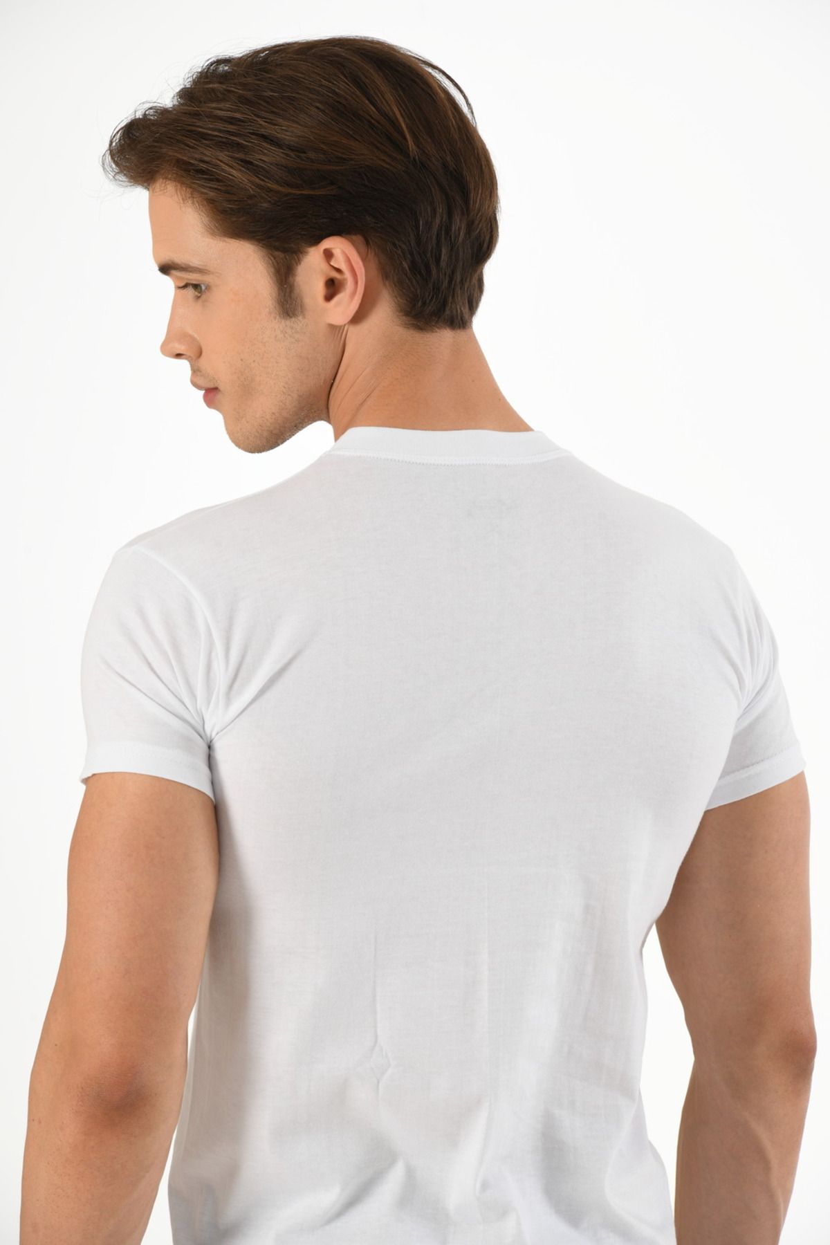 Mfö Life İç Giyim-Combed Cotton Men's 0 Collar Short Sleeve 3