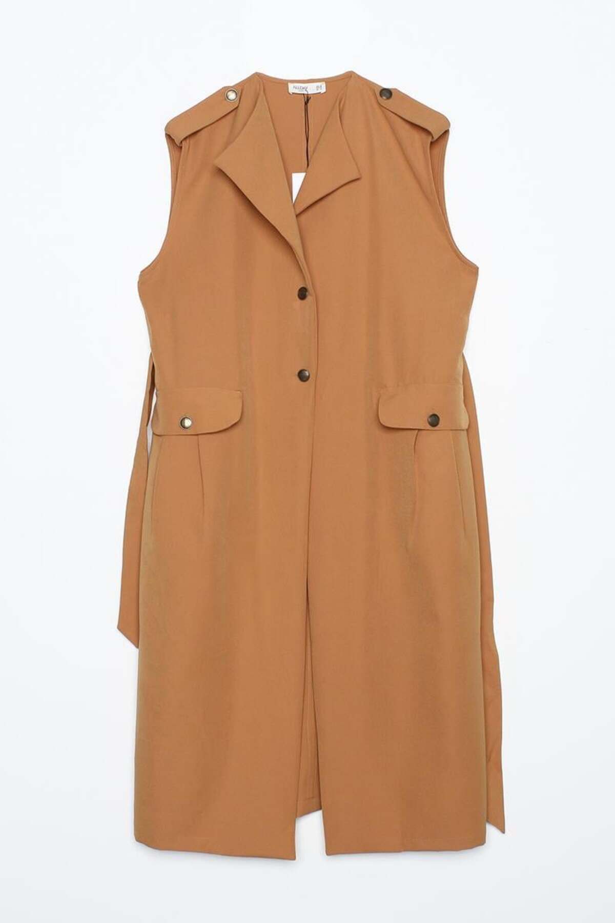 ALLDAY-Mustard-Shoulder Epaulettes Belted Pocket Vest 6