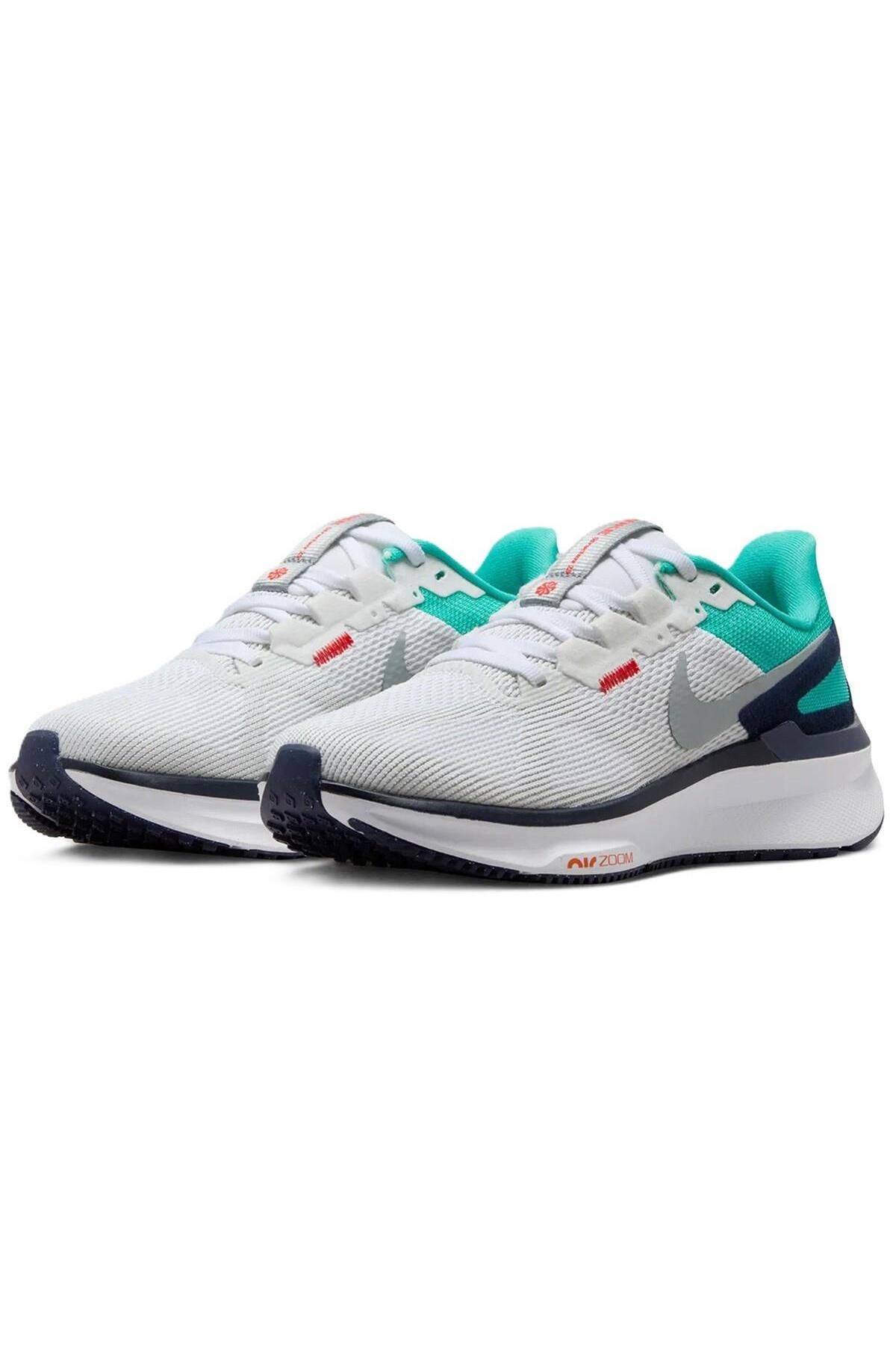 Nike-Air Zoom Structure 24 White Green Running Shoes 3