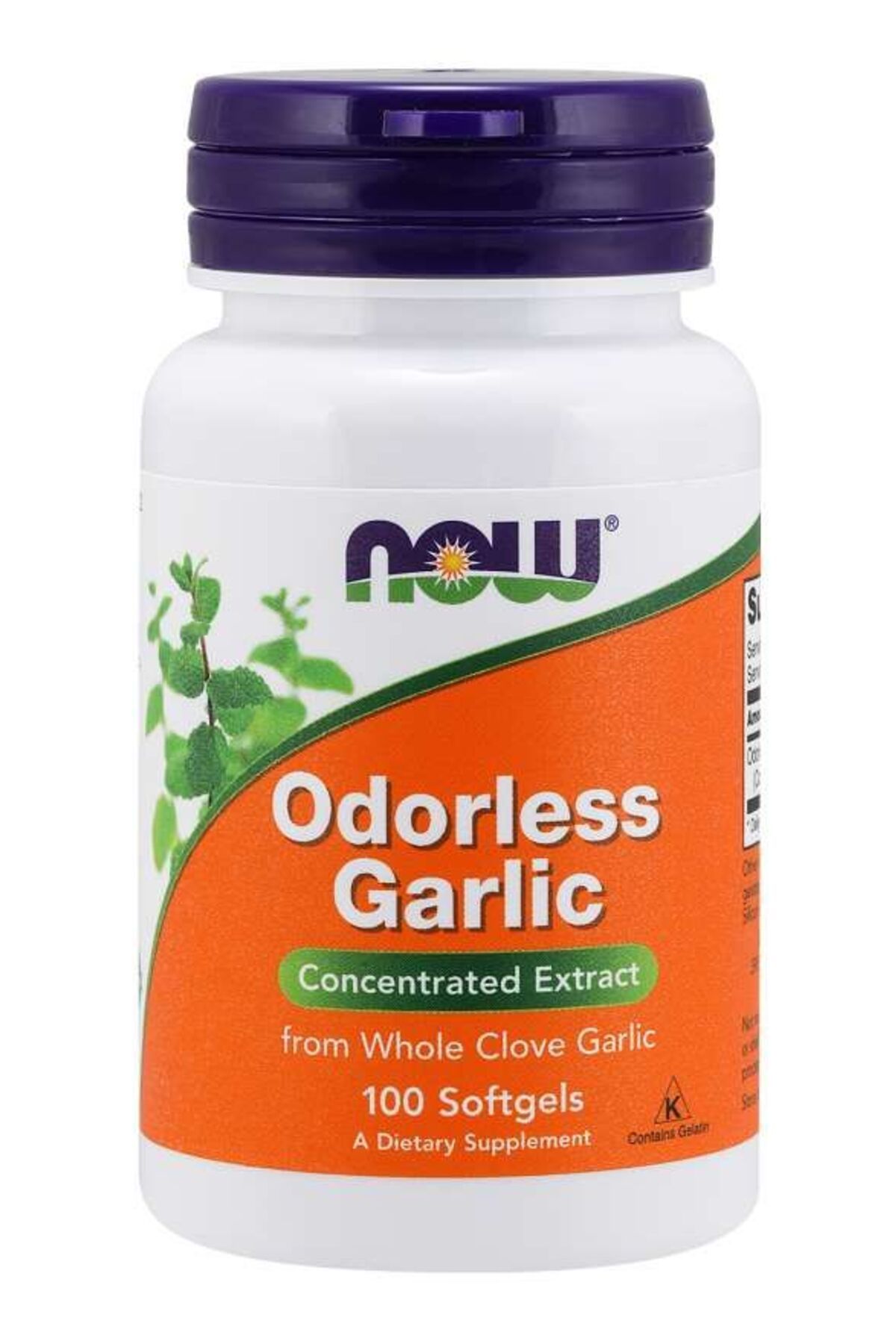 Now-Odorless Garlic Dietary Supplement, 100 Softgel Capsules 1