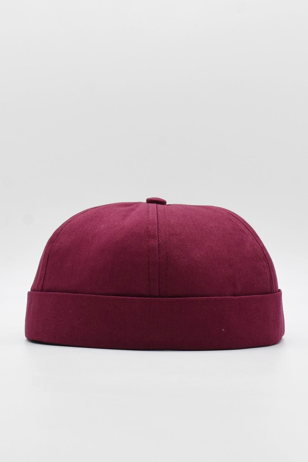 Külah Bordo Hiphop Docker Şapka %100 Pamuk Katlamalı Cap görsel 2
