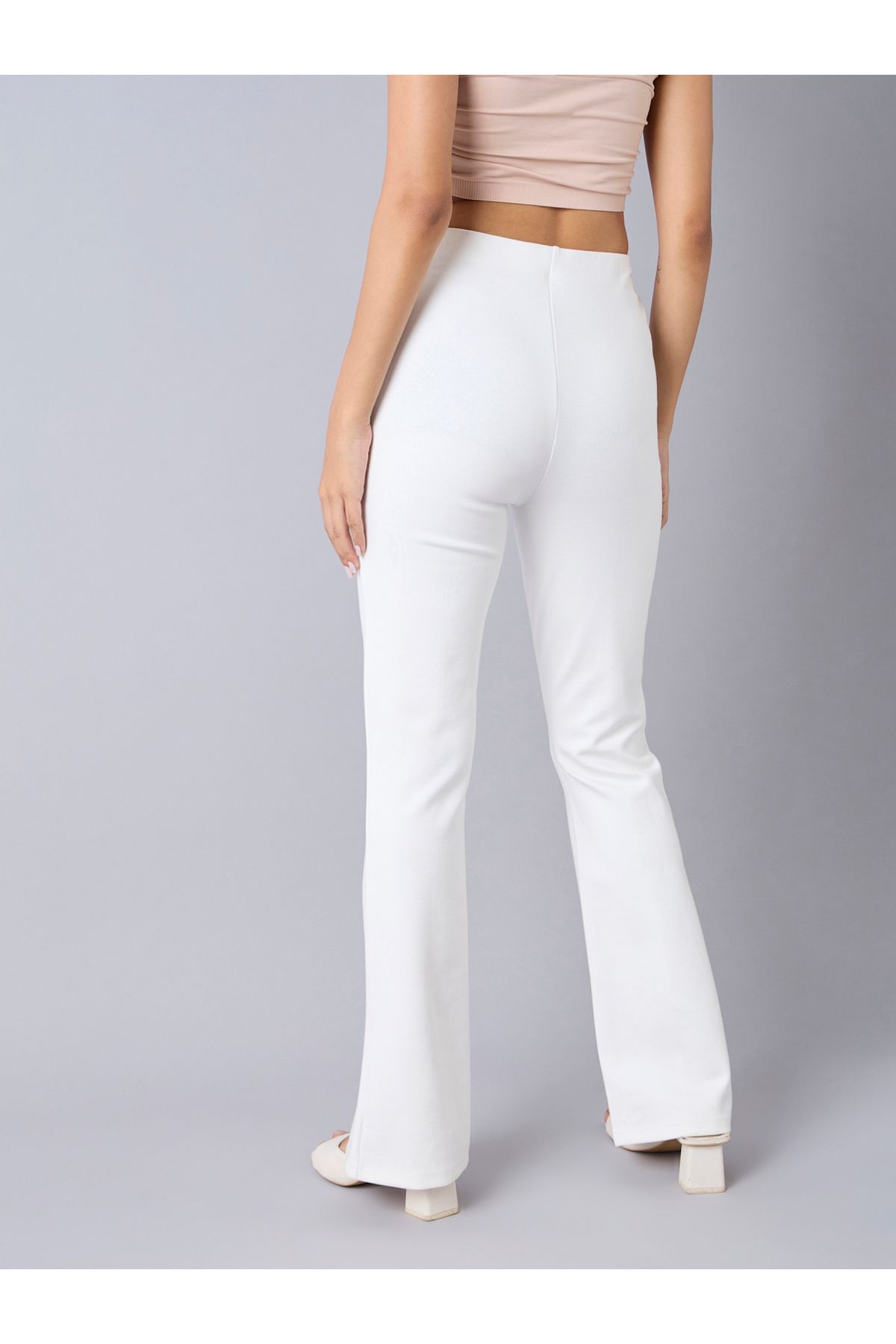 NOH-VOH By Styli-Front Slit Flared Pants with Zipper Detail 5