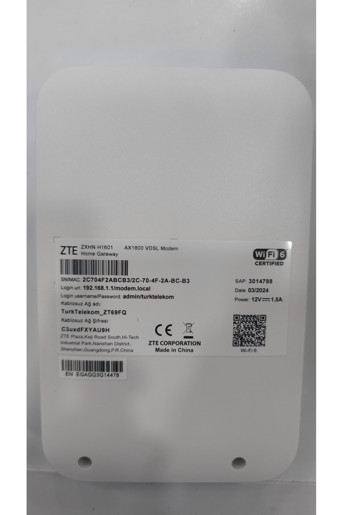 MY POLO TIME Zte Zxhn H1601 Ax1800 Wifi 6 Vdsl Modem Türk Telekom