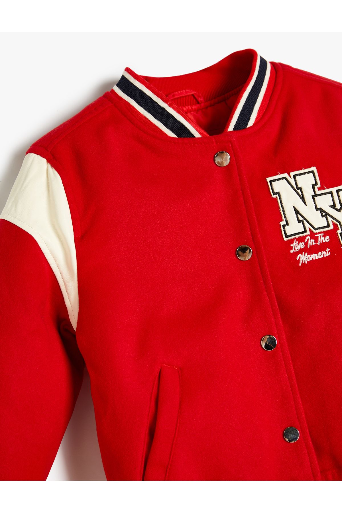 Koton-Oversize College Jacket rátét részletes, hosszú ujjú színes blokk pattintható zárással 5