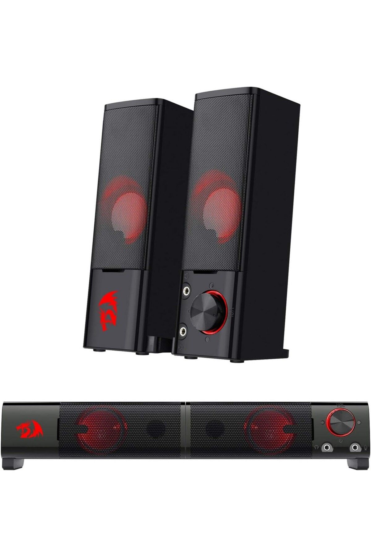 REDRAGON GS550 Orpheus 2.0 Kanal Stereo PC Oyun Hoparlörleri, Kırmızı LED Aydınlatmalı