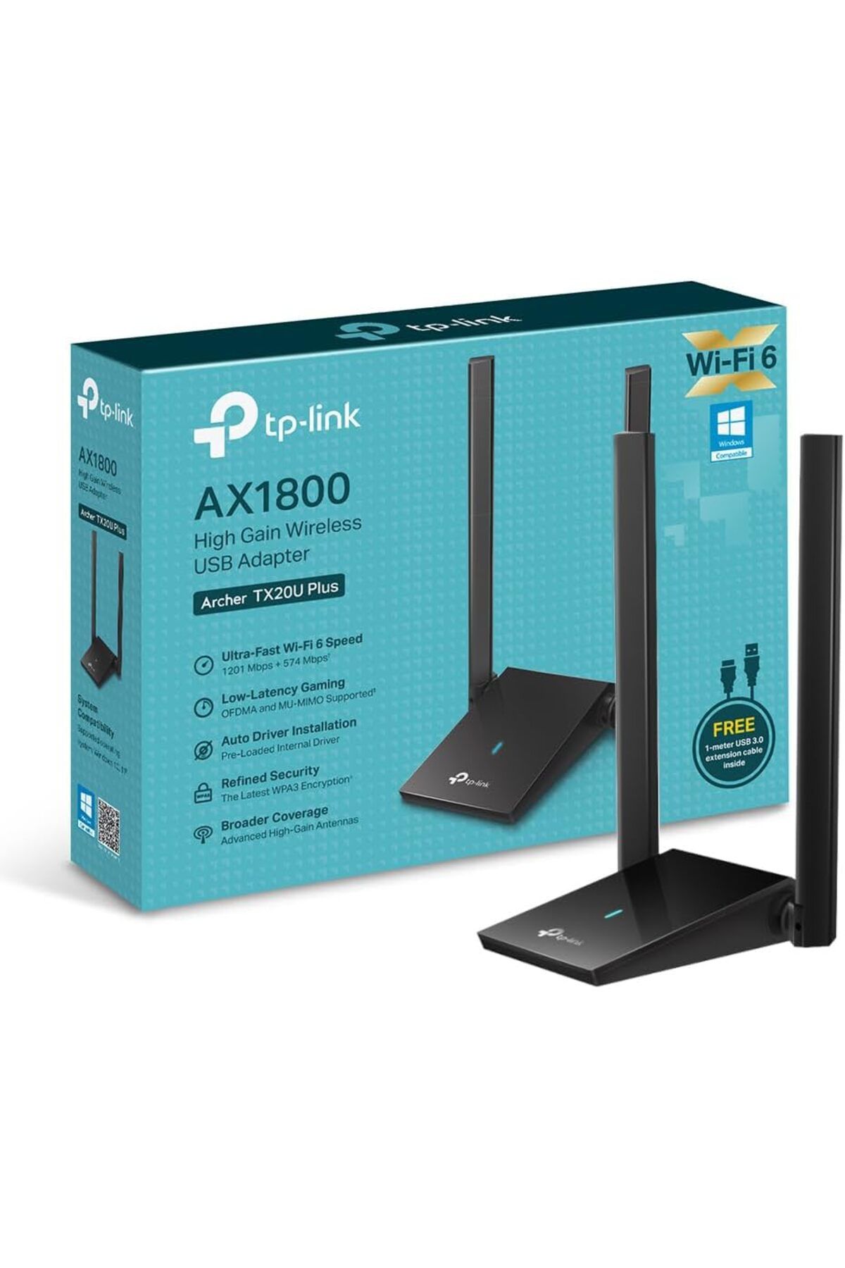 LUXE Archer TX20U Plus, AX1800 Mbps, 1 metre USB 3.0 kablosu, Beamforming, MU-MIMO, Düşük Gecikmeli O