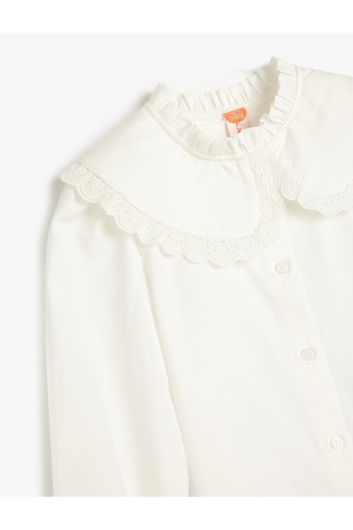Koton-Long Sleeve Cotton Shirt - Wide Baby Collar 3