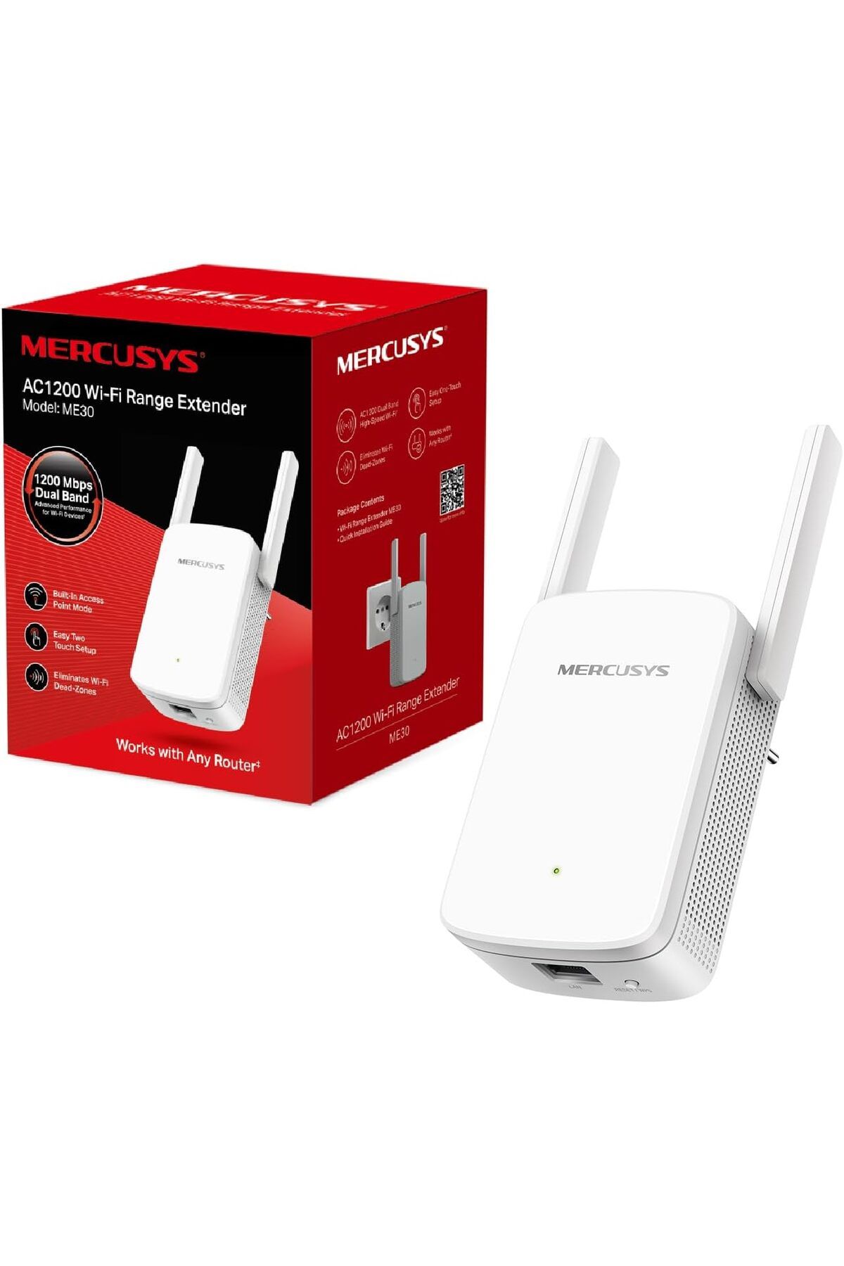 LUXE ME30, AC1200 Mbps, 1× 10/100 Ethernet Bağlantı Noktası ve 2 Harici Anten, Dahili Access Point M