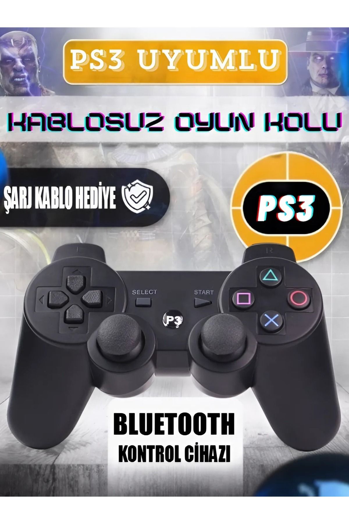 DOUBLESHOCK Ps3 Uyumlu Kablosuz Analog Oyun Kolu Titreşimli