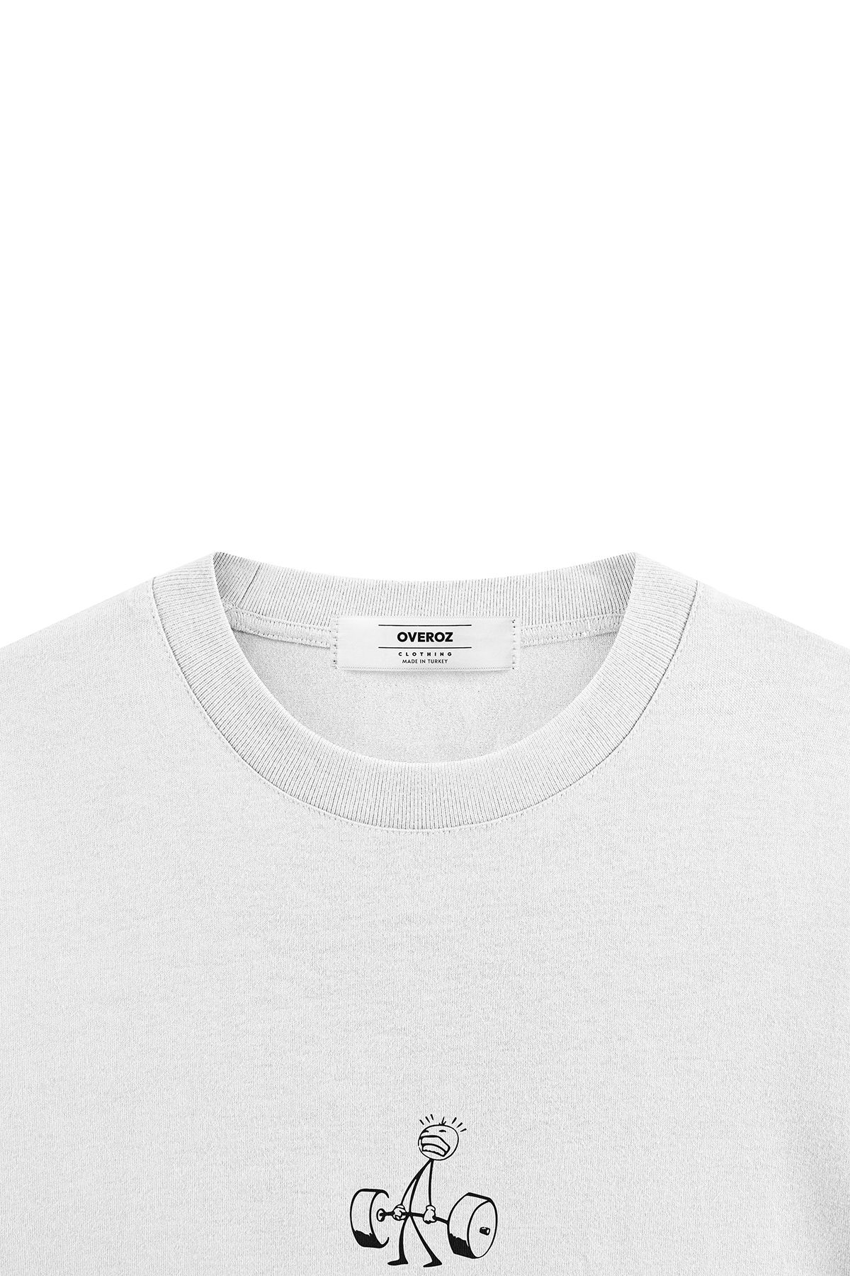 Overoz-Μπλουζάκι Cross Fit White Oversize - Stickman Printed, Unisex, 1278 4