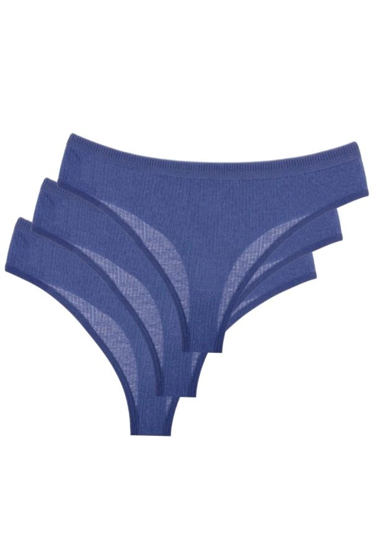 armonika-Chiloți din lycra din bumbac indigo pentru femei, pachet de 3 ARM-25K 200004 1