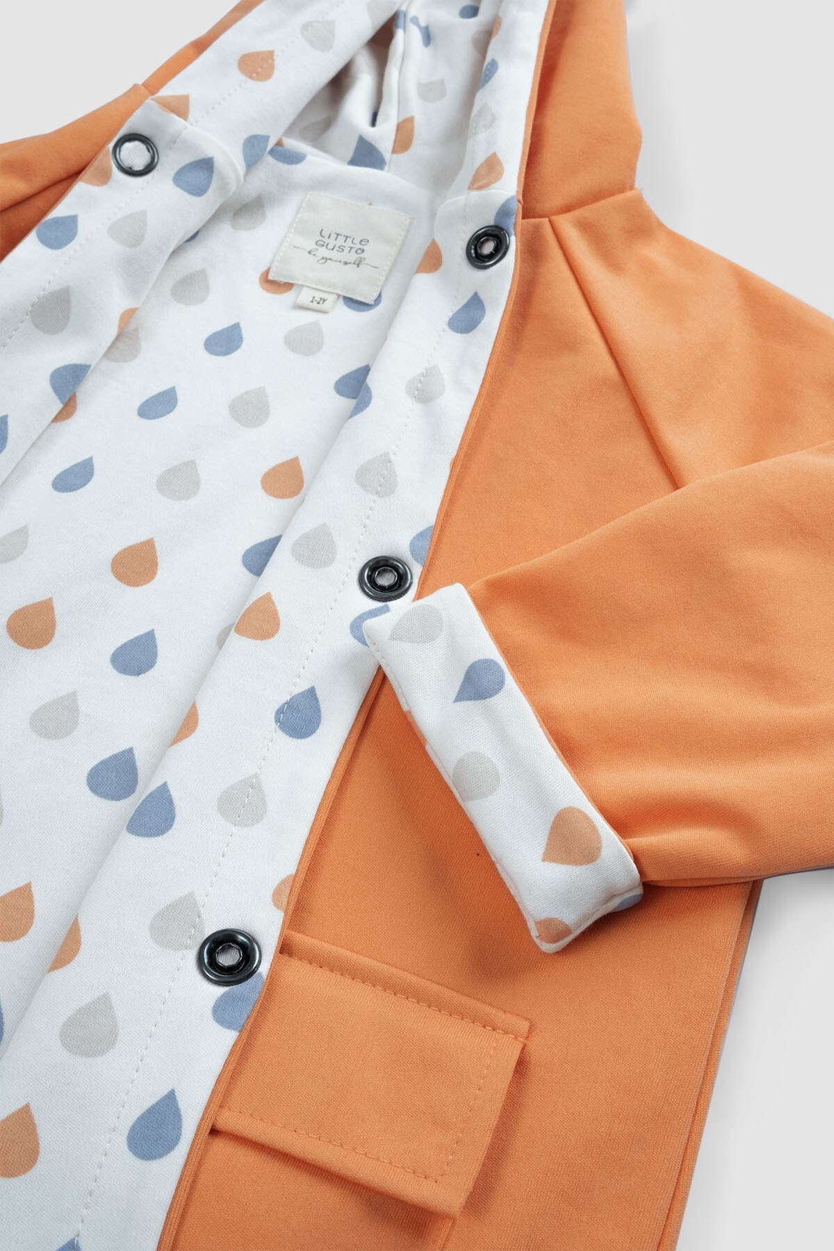 Little Gusto Kapüşonlu Organik Pamuklu Bebek Yağmurluk Coppe fotoğrafı 5 (önizleme)