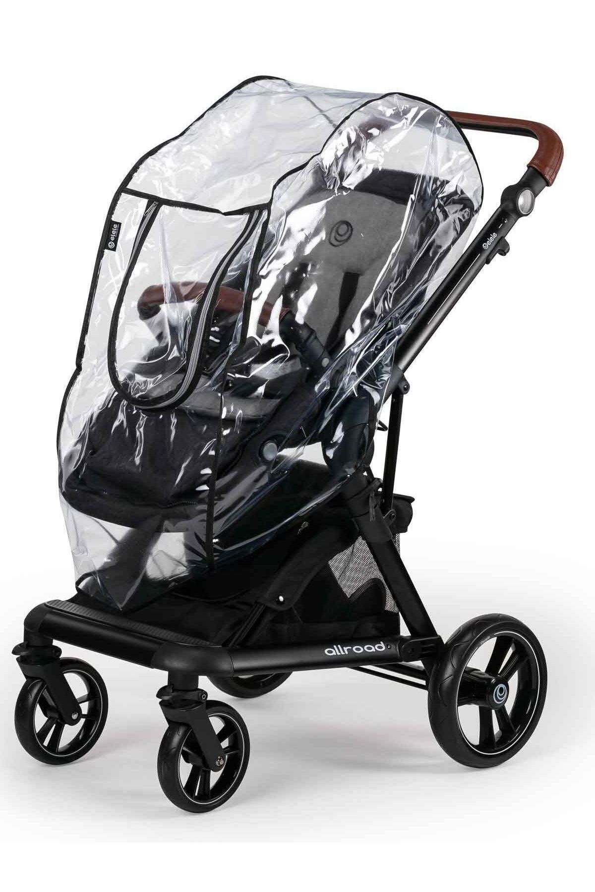 MorPort Fermuarlı Bebek Arabası Yağmurluğu Siyah Bütün Bebek Arabalarına Uyumludur FERMUARLI-PENCERELİ fotoğrafı 3 (önizleme)