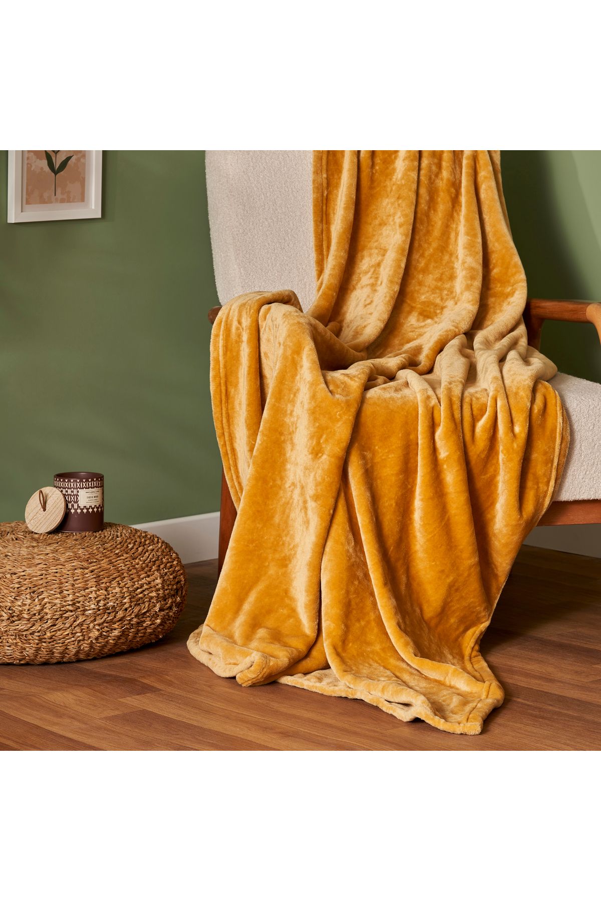 پتوی یک نفره زرد یتو Shelly Wellsoft Tv Plett Mustard 140X190 سانتی متر  Bella Maison