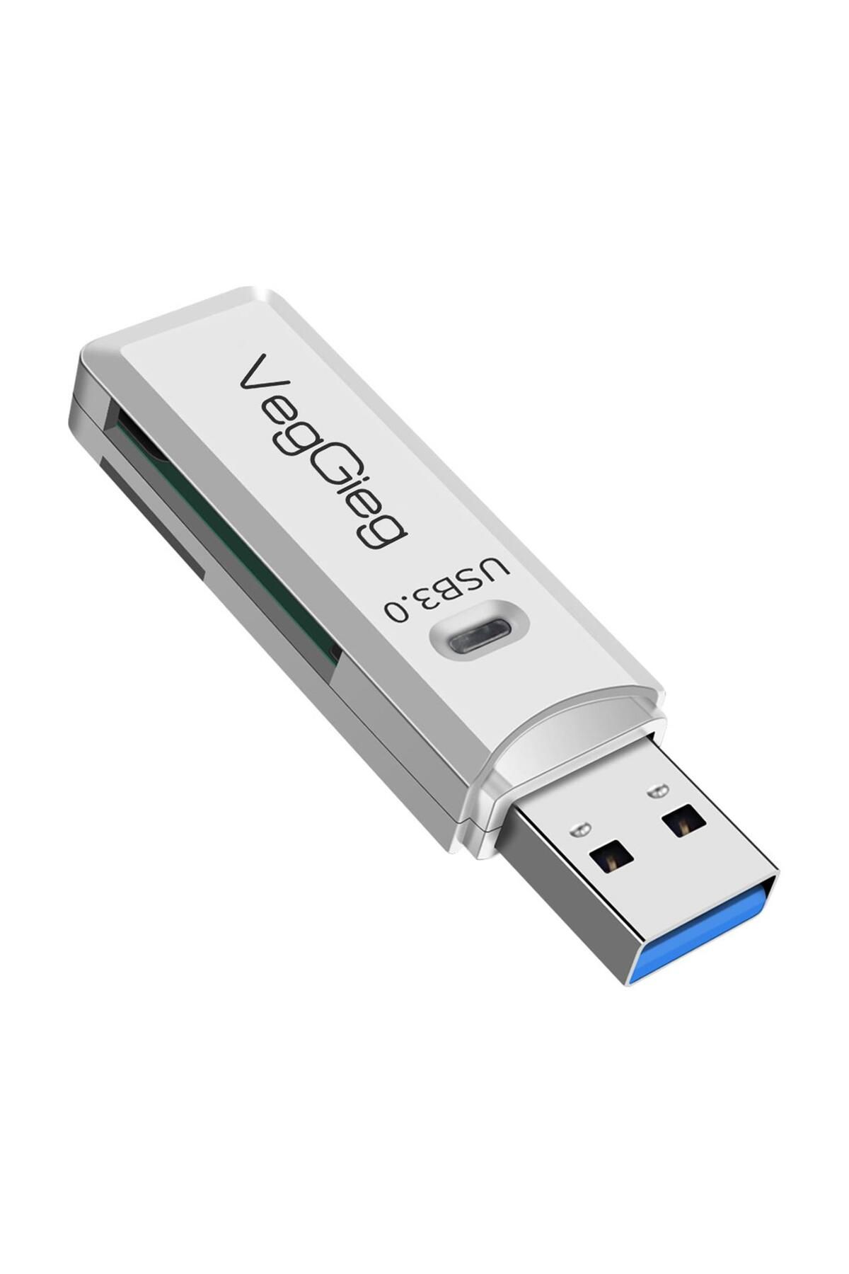 Veggieg Usb 3.0 Sd Ve Micro Sd Hafıza Kart Okuyucu Beyaz