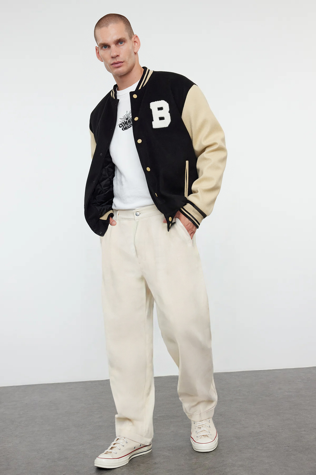  TRENDYOL MAN Limited Edition Ta? Unisex Balloon Fit Dokuma Gabardin Pamuklu Pantolon