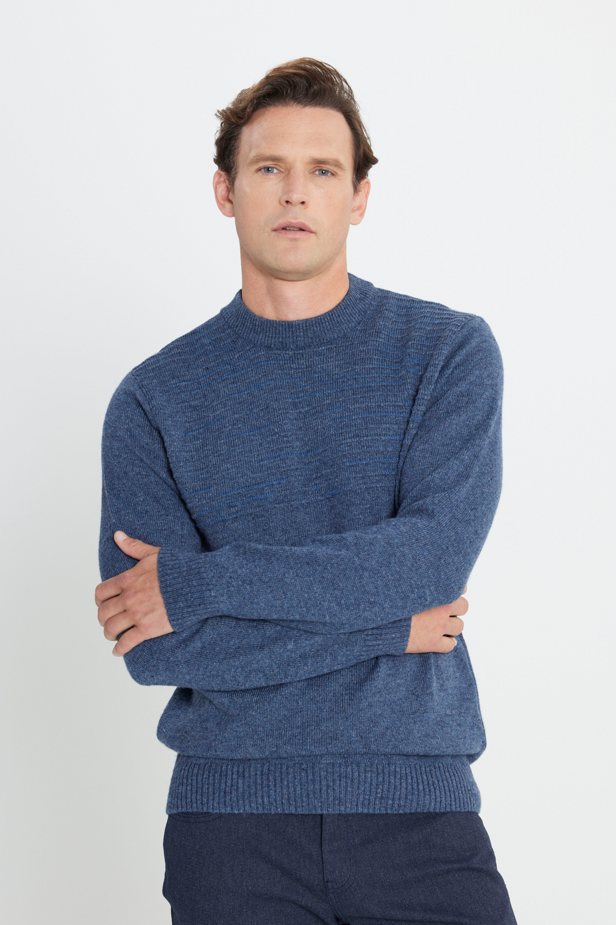 بافت و پلیور مردانه آبی آلتین ییلدیزAC&Co / Altınyıldız Classics | 4A4923100204 اورجینال - تصویر 3