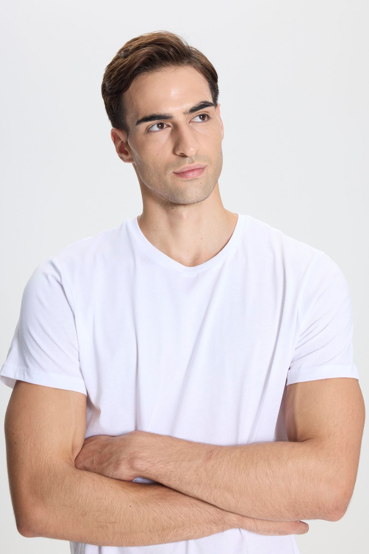 George Henry-Pachet de 2 tricouri albe, unisex, 100% bumbac, slim fit 7