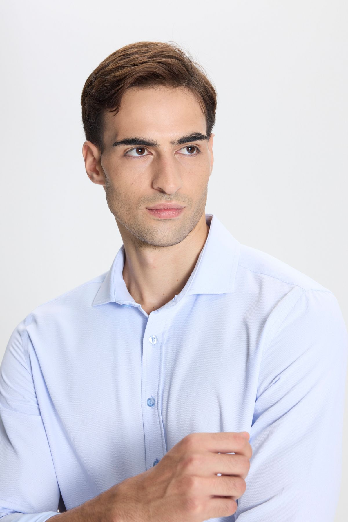 George Henry-Cămașă albastră pentru bărbați, din bumbac, Oxford, slim fit, cu guler italian Dobby 5