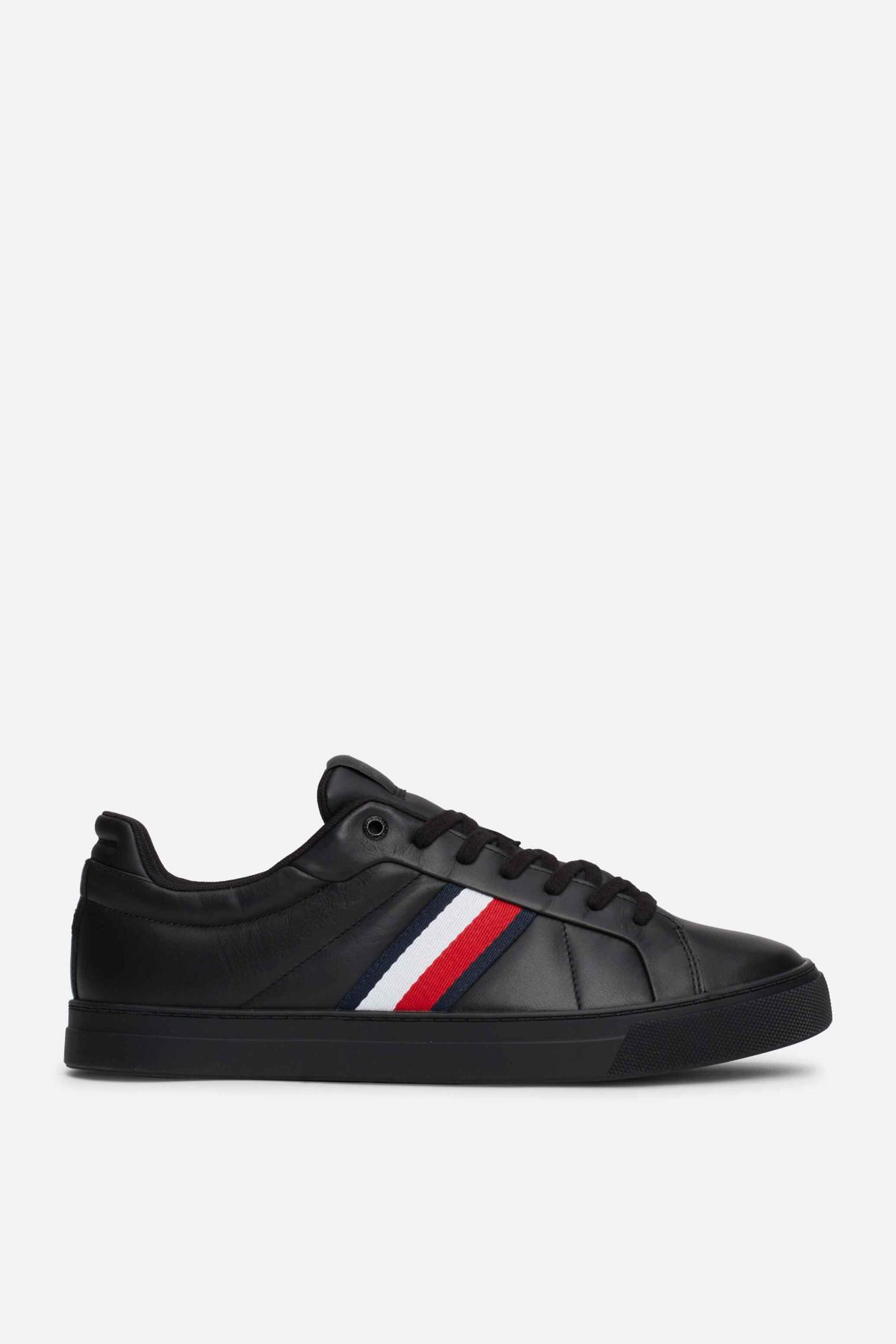 Tommy Hilfiger Black Men s Sneakers Icon Court Lth Stripes Trendyol