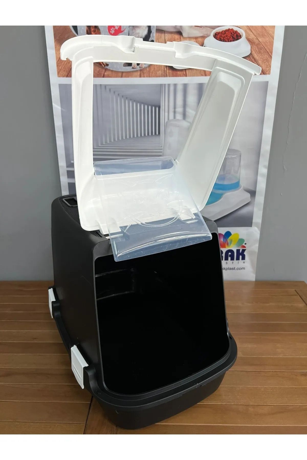 rouge ou bleu xxl grandes toilettes pour chats fermées avec un cadeau de pelle