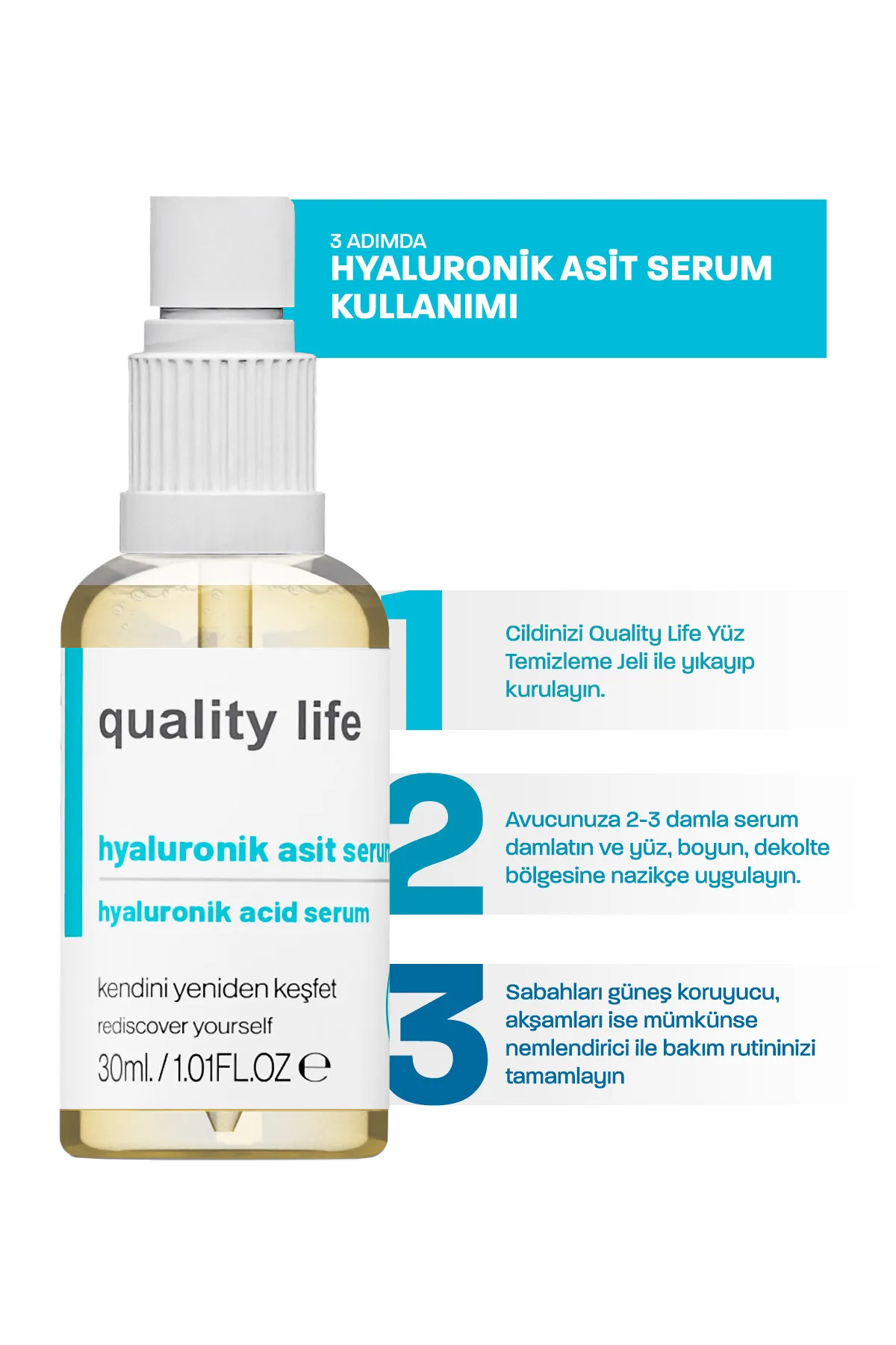 سرم پوست   Quality Life | Hyaluronik-asit-serum-nemlendirici اورجینال - تصویر 5