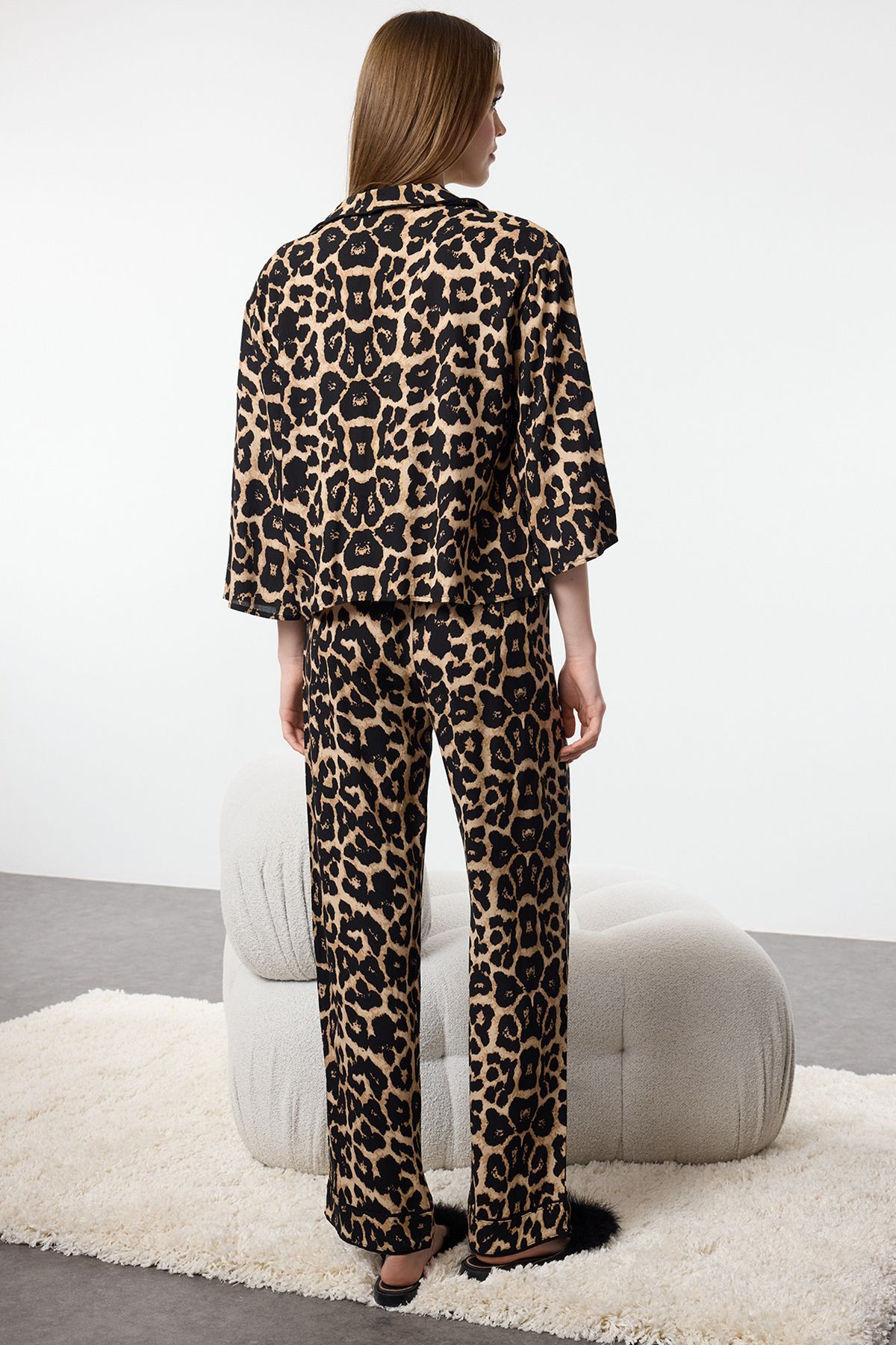 Trendyol Collection-Multicolor Leopard Print Ribbed Viscose Woven Pajamas Set Thmaw21Pt0292 5
