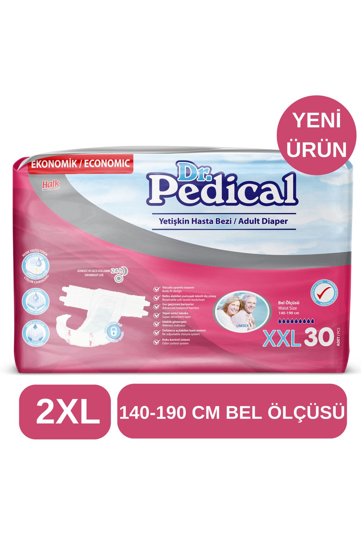 Dr.Pedical Belbantlı Tekstil Yüzey Hasta Bezi Ekstra Ekstra Large (2XL) 30'lu