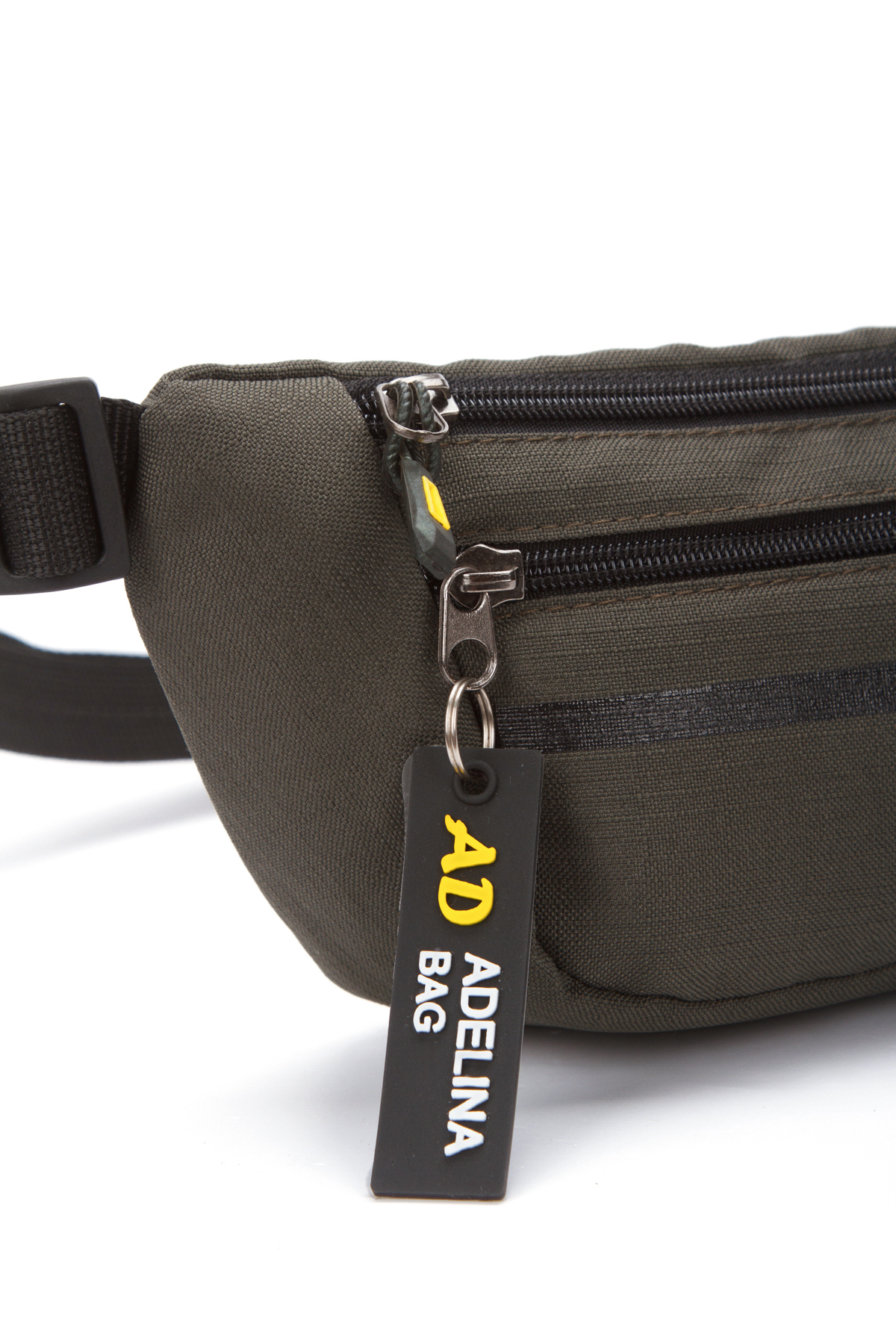 Adelina Bags  Unisex Çapraz Askılı Telefon Bölmeli Haki Bel Çantası Anahtarlık Detaylı - Görsel 6