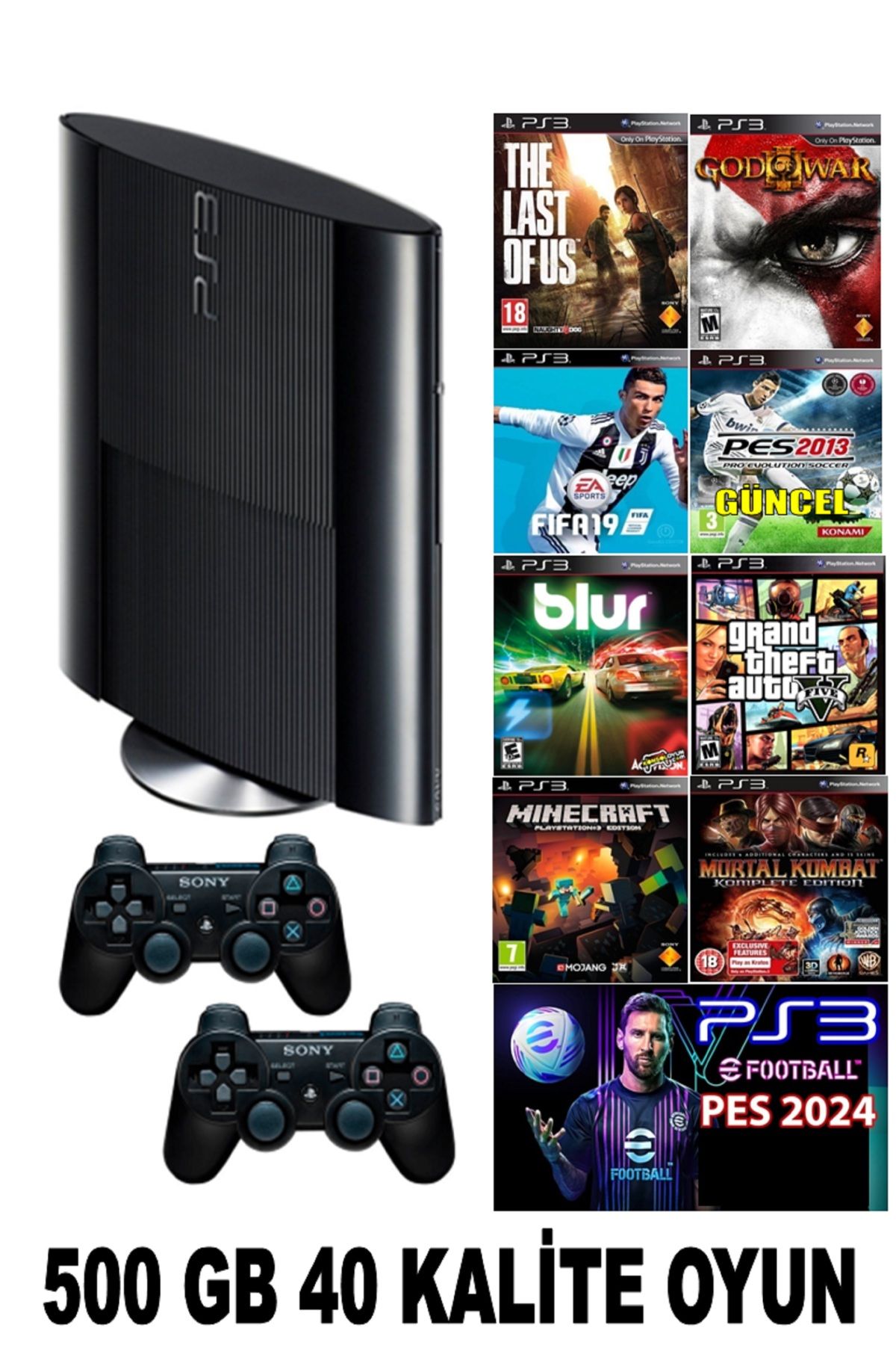 ProGameX Ps3 500 Gb Süper Slin 40 Adet Dijital Oyun (YENİLENMİŞ PS3)