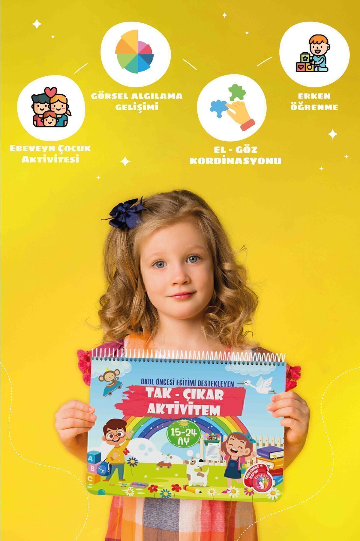 Bunbaza Çocuğumun Cırt Cırtlı Tak - Çıkar Aktivite Kitabı 15-24 Ay, Okul Öncesi Eğitim, 80 Adet Cırt fotoğrafı 7 (önizleme)