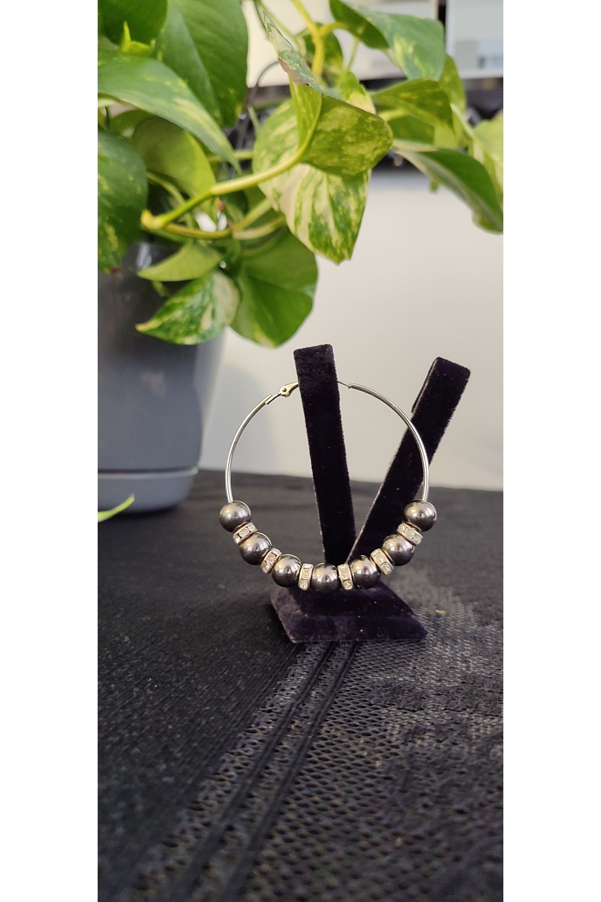 TGBAKS-Nickel Beaded Hoop Earrings 2