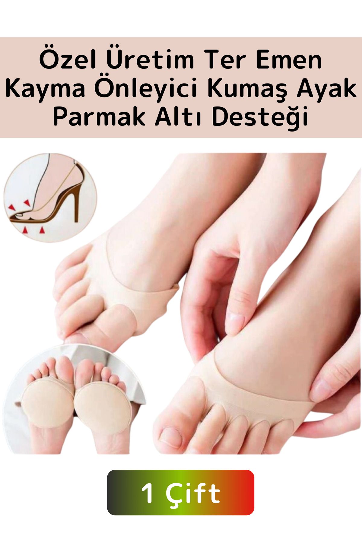 AboutThePerfect Yüksek Kaliteli Ortopedik Kayma Önleyici Ter Emici Ayak Parmak Altı Desteği 1 Çift