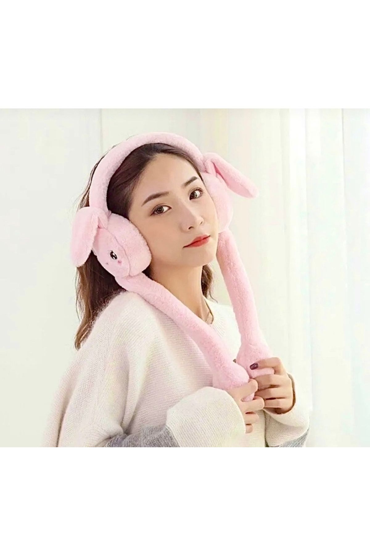 SHEKER HOME-Light Pink Plush Headset with Movable Mechanism 2