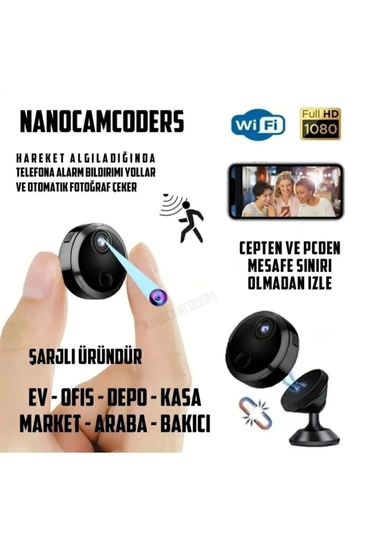 Nanocamcoders 1k ° 1080p Mini Wifi Güvenlik Kamerası Mikro Gözetleme Güvenlik Video Gizli Kamera Uzak Izle Yt01