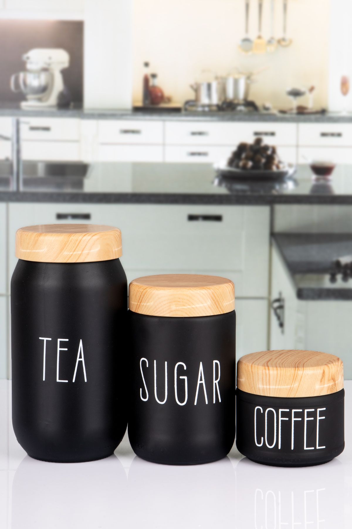 naturelove-3 Glass Jar - Tea Sugar Coffee 300 ml 650 ml 1000 ml Black Color 3