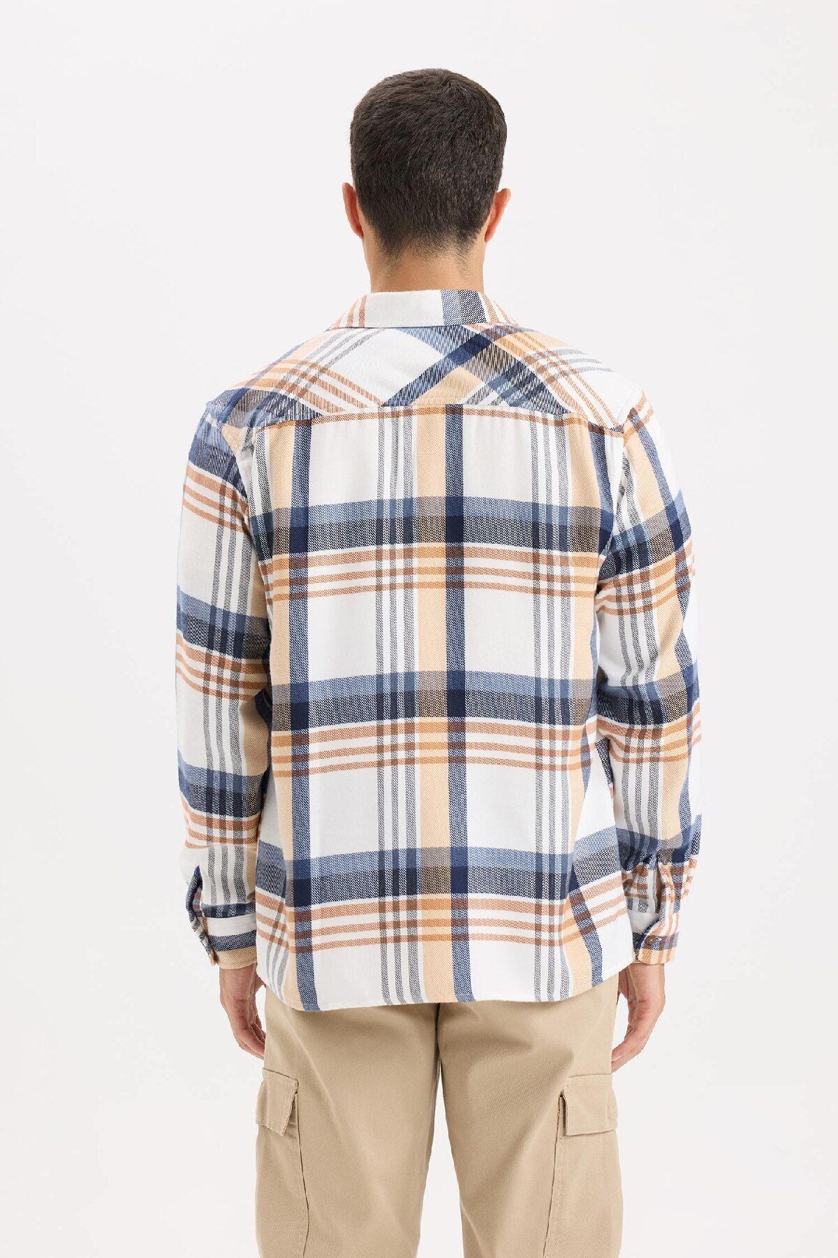 DeFacto-Long Sleeve Flannel Polo Shirt - Regular Fit D5835Ax24Au 6