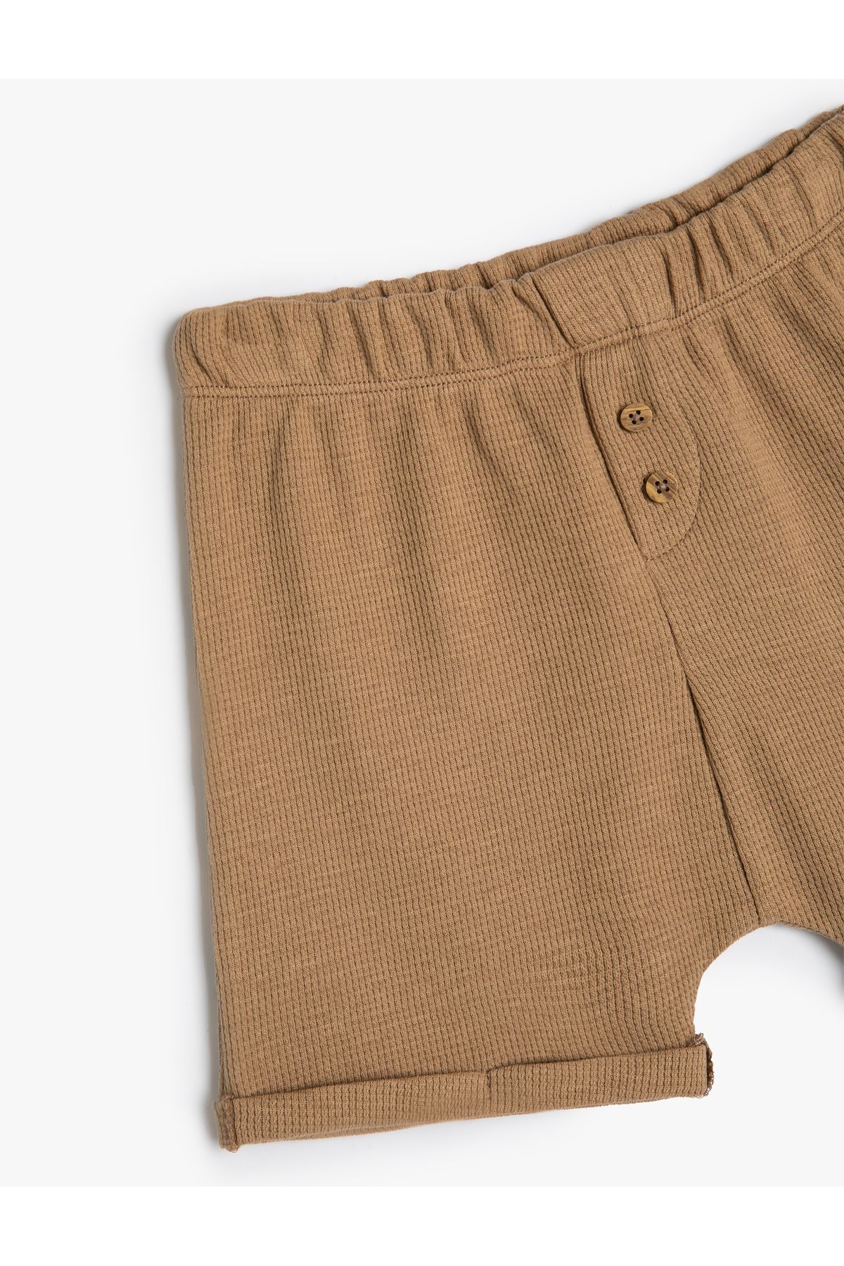 Koton-Basic Shorts Textured Pocket Elastic Waist Cotton 3