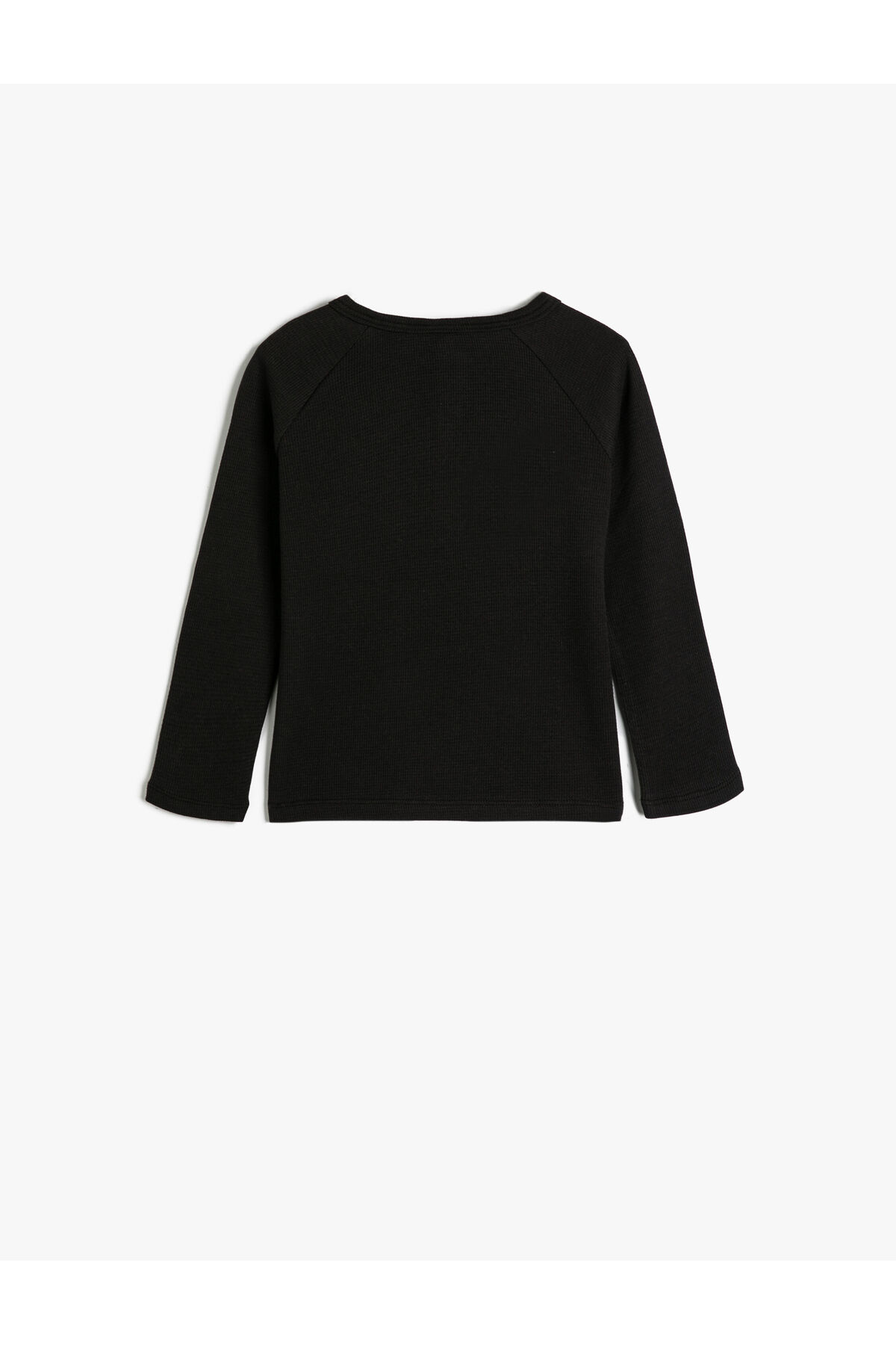 Koton Tişört Uzun Kollu Bisiklet Yaka Dokulu Düğme Detaylı Pamuklu fotoğrafı 2 (önizleme)