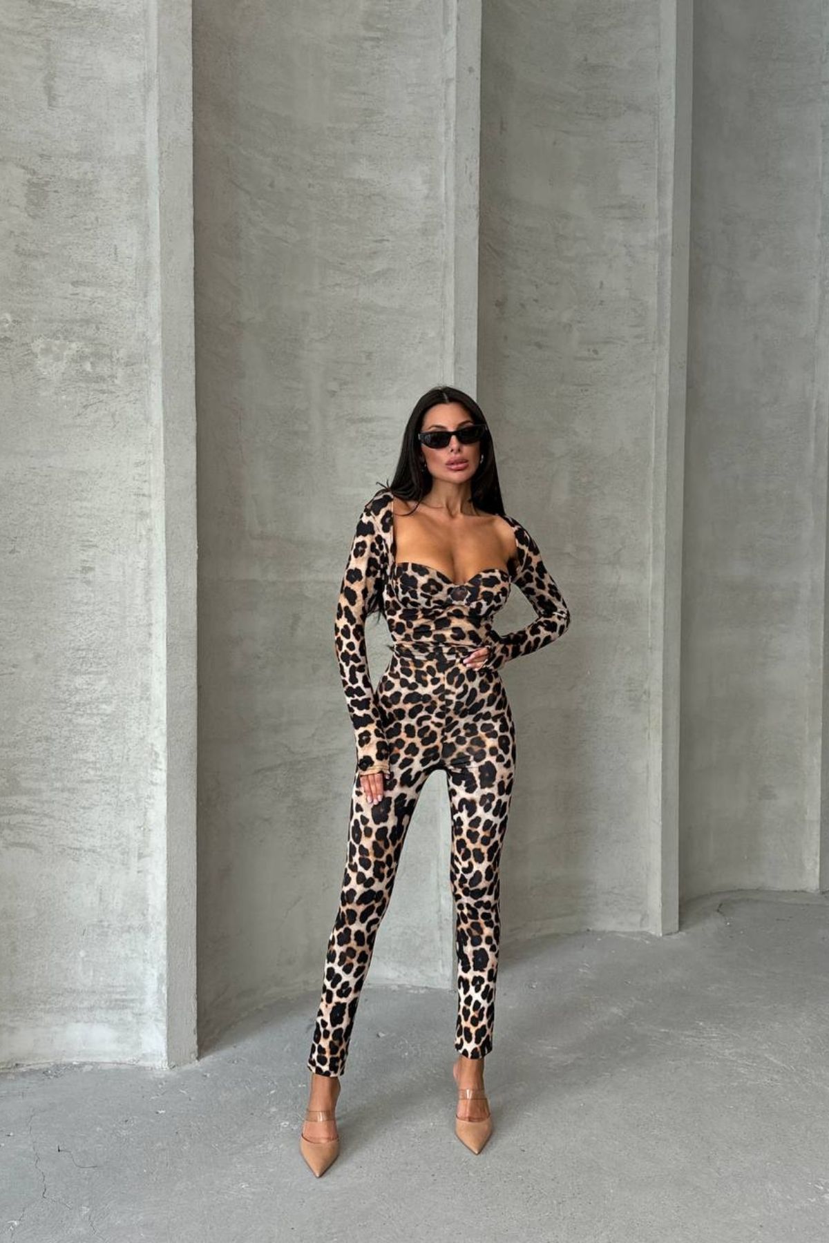 Love Fab-Leopard Sexy Jumpsuit with Square Neck Breasted Glops 2