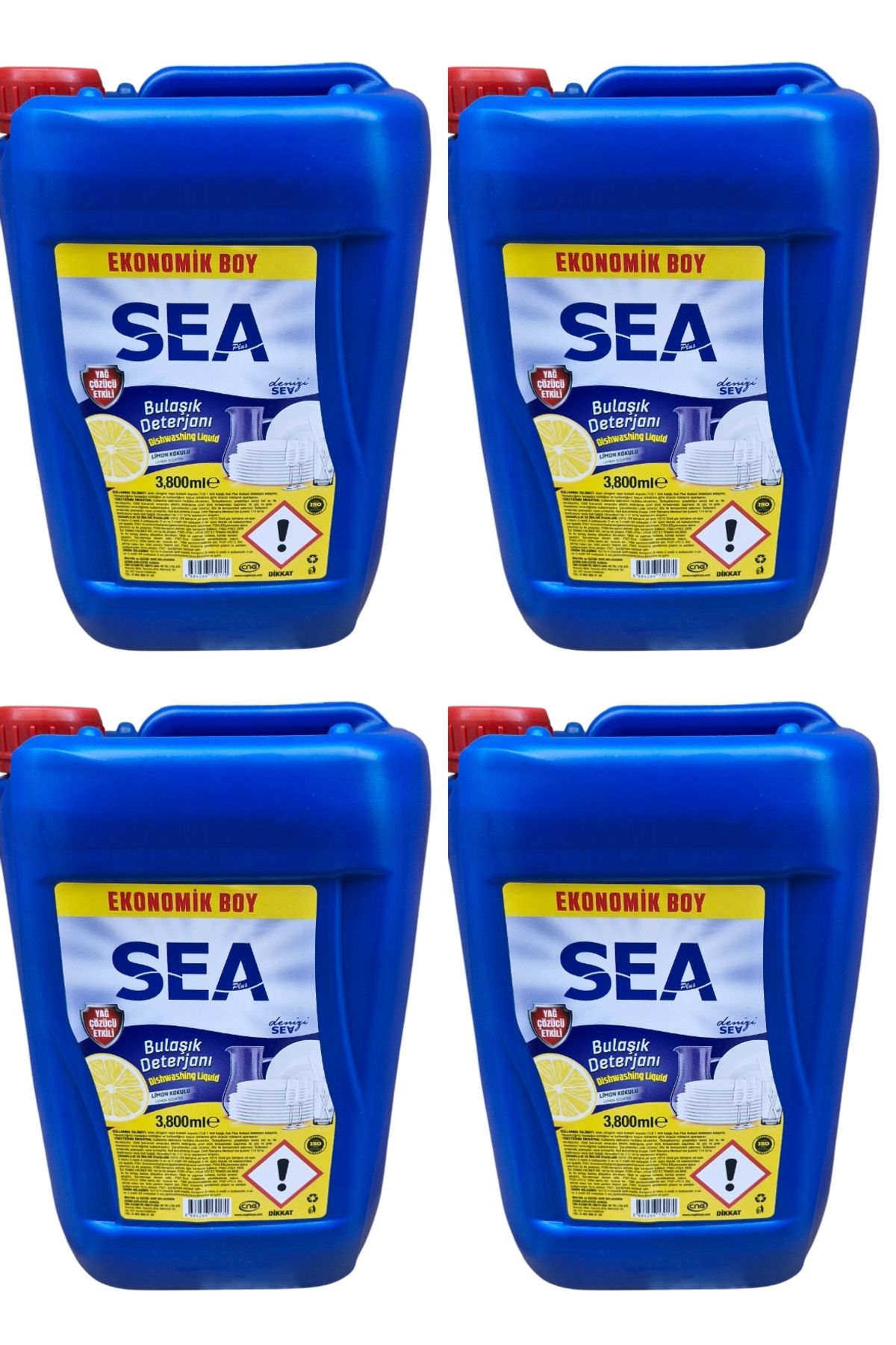 Sea Sıvı Bulaşık Deterjanı Limon 3,8 kg * 4 Adet Süper Avantaj Paketi.